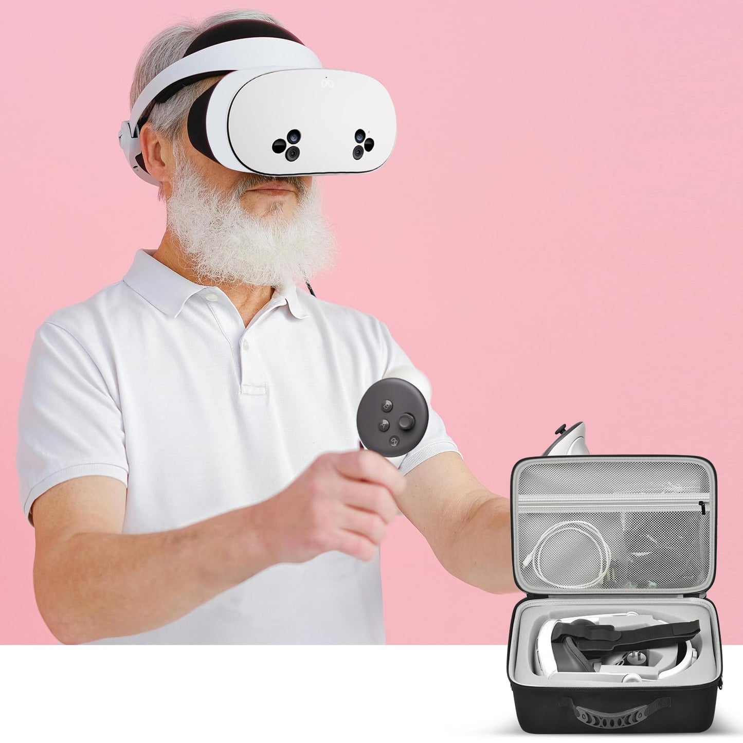 PAIYULE Carrying Case for Meta for Quest 3/ 3s, for Oculus Quest 2 Virtual Reality Headset/Touch Controllers/Elite Strap VR2 Accessories with Silicone Face Cover, Lens Protector-Grey(No Device)