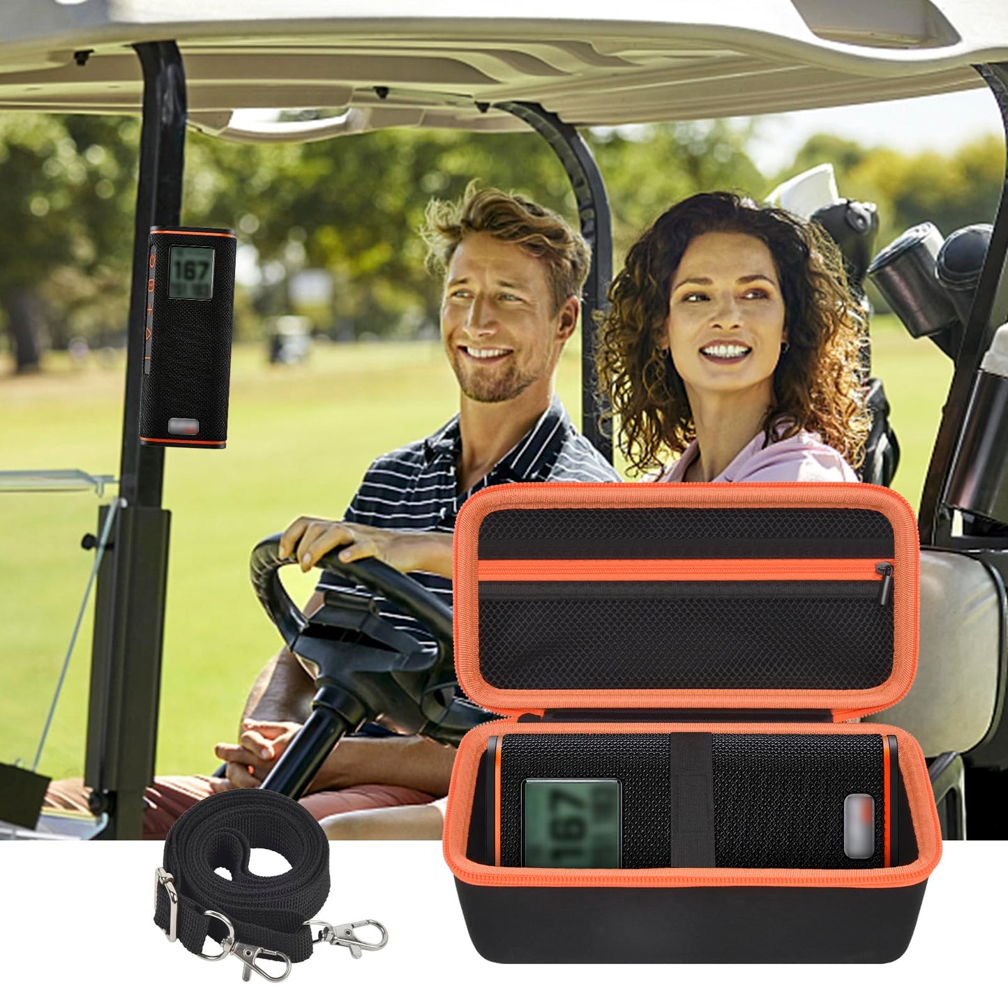 PAIYULE Hard Carrying Case for Bushnell for Wingman View Golf GPS Bluetooth Speaker, Magnetic Mount Travel Organizer for Golf Cart, Fits Charging Cable, Wireless Remote, Golf Towel (Bag Only)