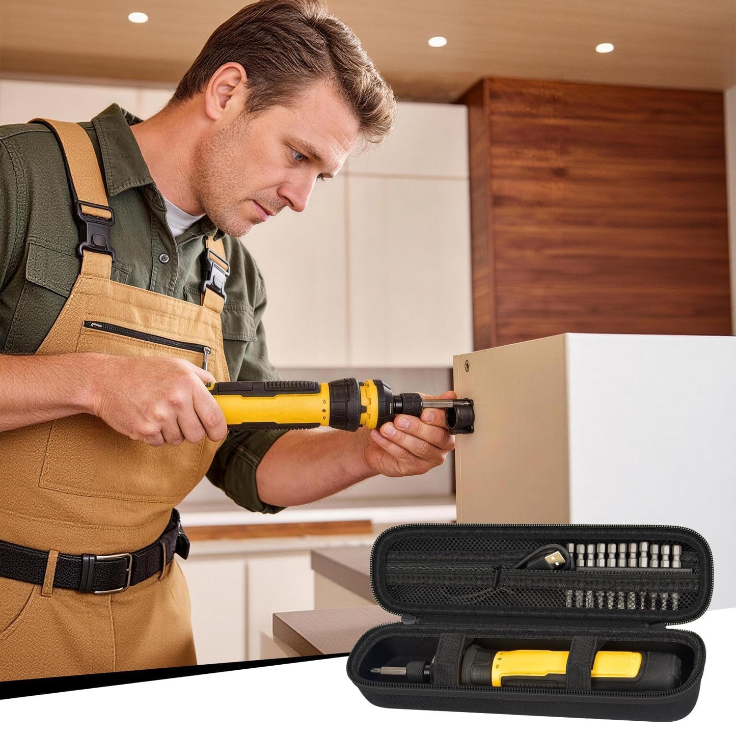 PAIYULE Universal Storage Case for Cordless Electric Screwdriver, Portable Power Tool Organizer Bag Compatible with DEWALT for Skil for CRAFTSMAN Screwdriver and Bit Sets, Black (Box Only)