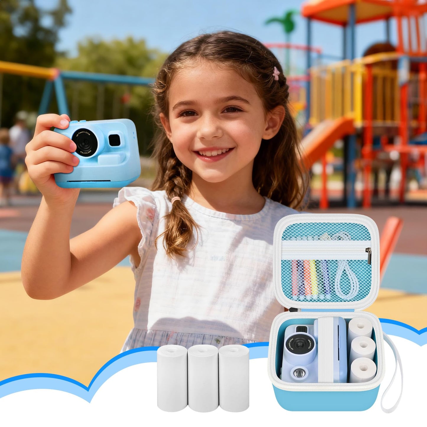 Kids Instant Print Camera Case with 3 Rolls Print Paper for Dylanto for Cimizi for Gofunly for HiMont for TIATUA for ESOXOFFORE for DUDUDRAGON for GKTZ for ETIKEZ Digital Video Bag (Box Only) Purple