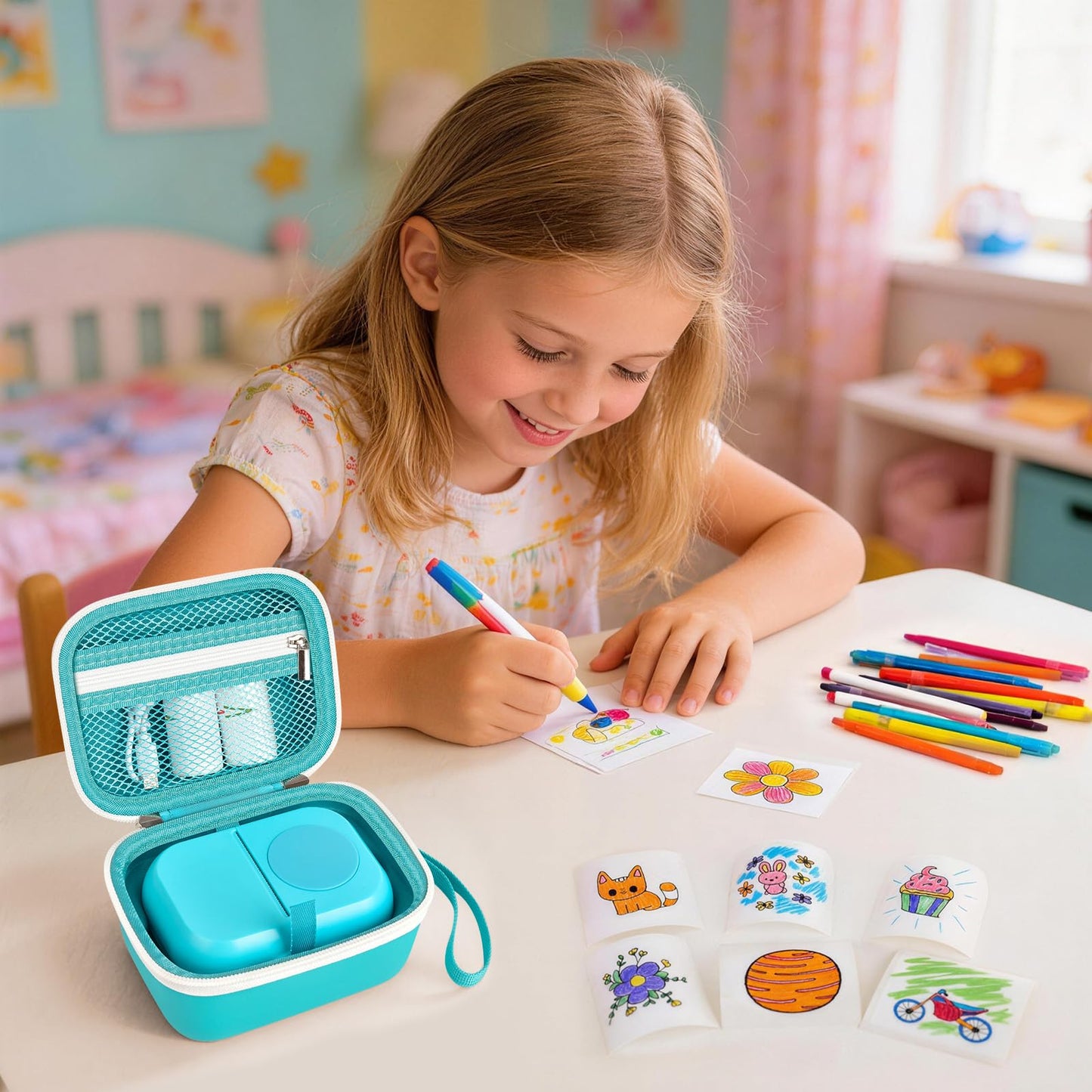 PAIYULE Case for Hello Blink Tattoo Maker, Protective Travel Bag for Sticker Printer and Tattoo Printer - Holds Device, Pens, Charger, Paper - EVA Portable Storage Box for Kids Crafts and Gifts