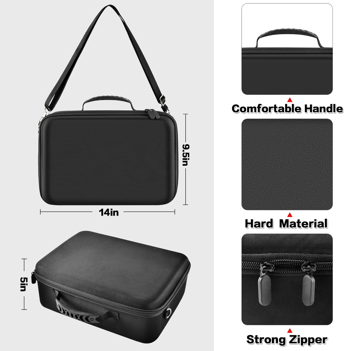 Carrying Case for Meta for Quest 3/ 3s, for Oculus Quest 2 Virtual Reality Headset/Touch Controllers/Elite Strap VR2 Accessories with Silicone Face Cover, Lens Protector(No Device)