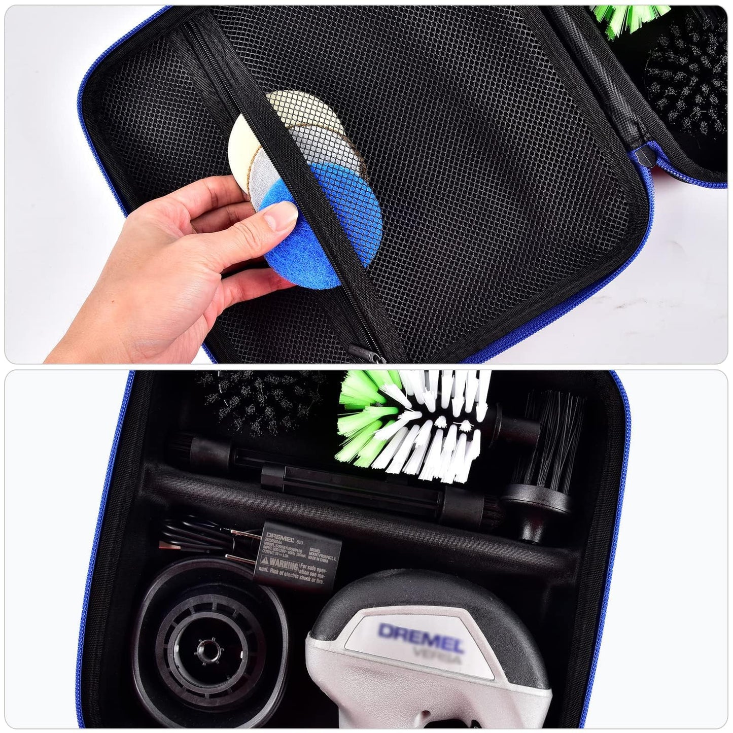 Case for Dremel Versa Power Scrubber Kit Cleaning Tool PC10-07/ PC360-5 Grout Brush, Bathroom Shower Scrub Kitchen & Bathtub Cleaner Holder for More Kinds Spin Scrubbers, Sponge Pads Tool Case(Box Only)