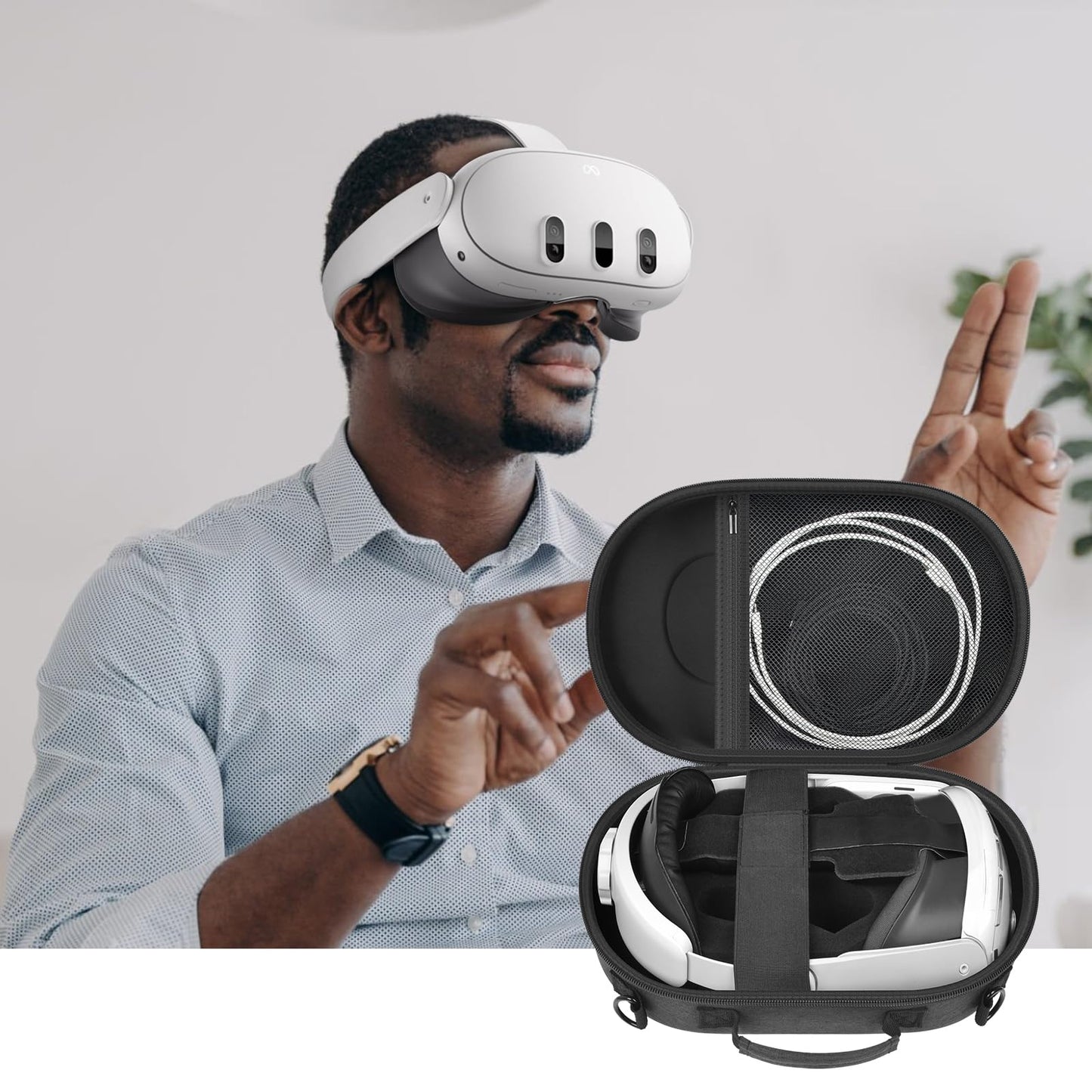 Case Compatible with Meta Quest 3/ for Oculus Quest 3S Virtual Reality Headset Elite Strap Storage Holder