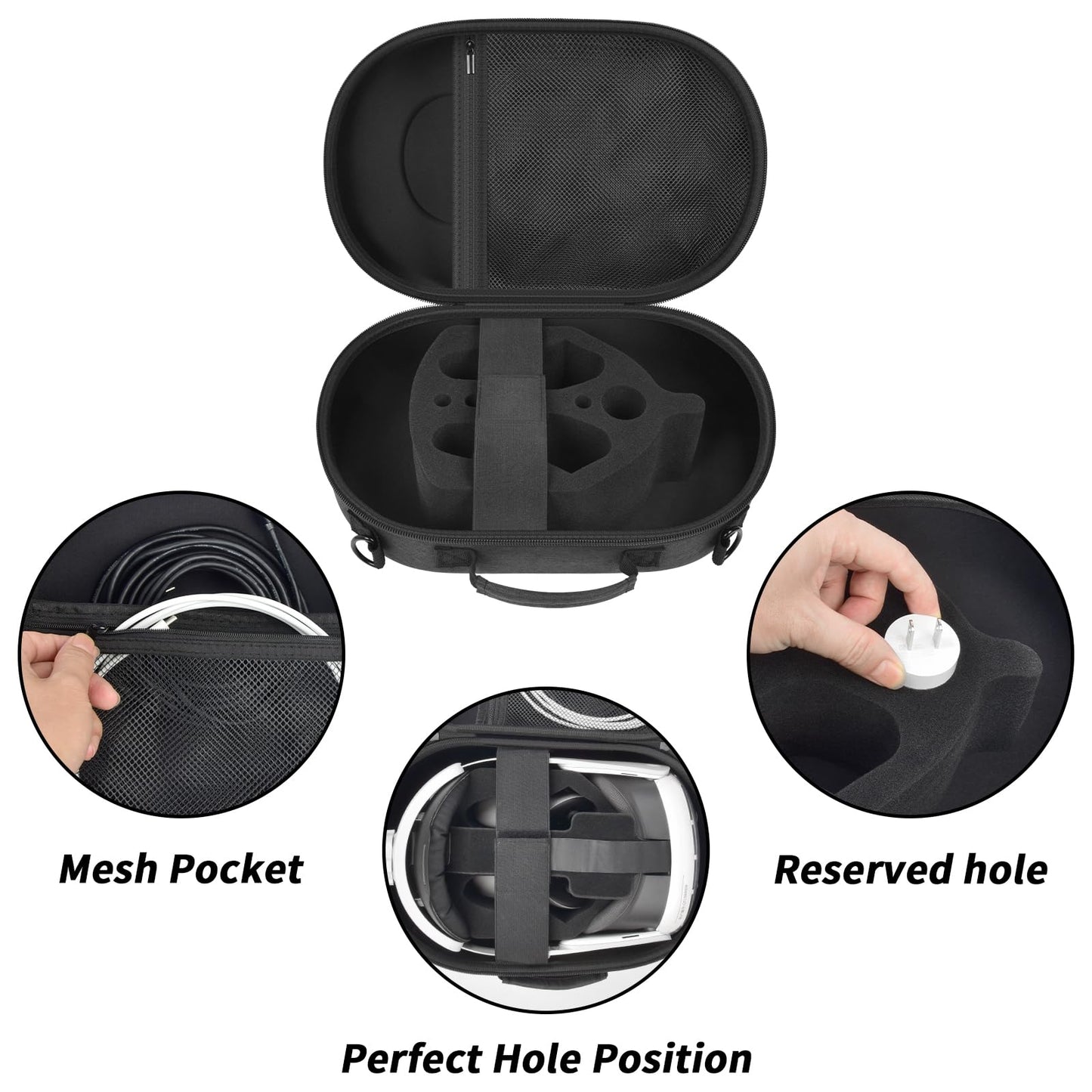 Case Compatible with Meta Quest 3/ for Oculus Quest 3S Virtual Reality Headset Elite Strap Storage Holder