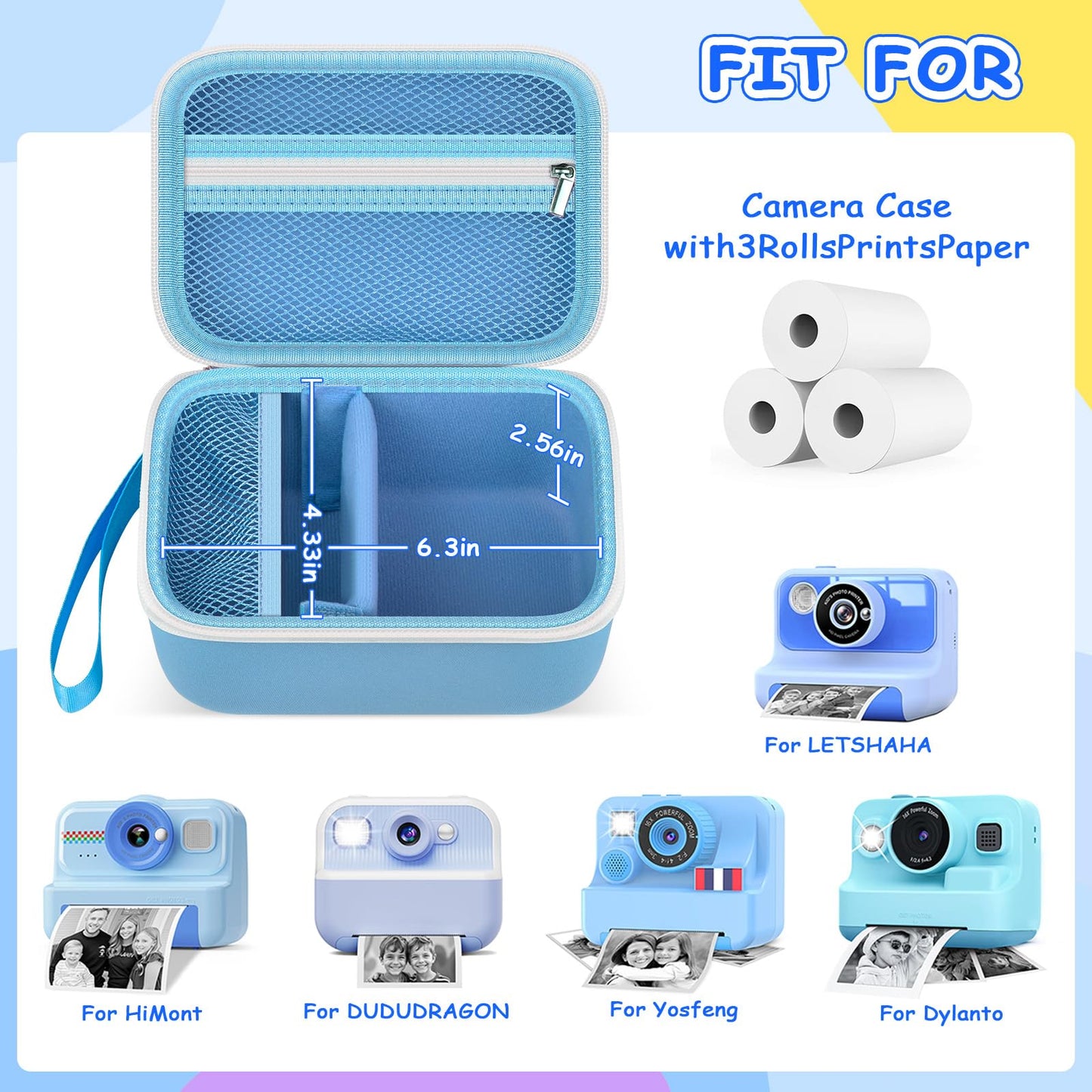 Kids Instant Print Camera Case for Dylanto for DUDUDRAGON Digital Cameras with 3 Rolls Paper Refill(Box Only)