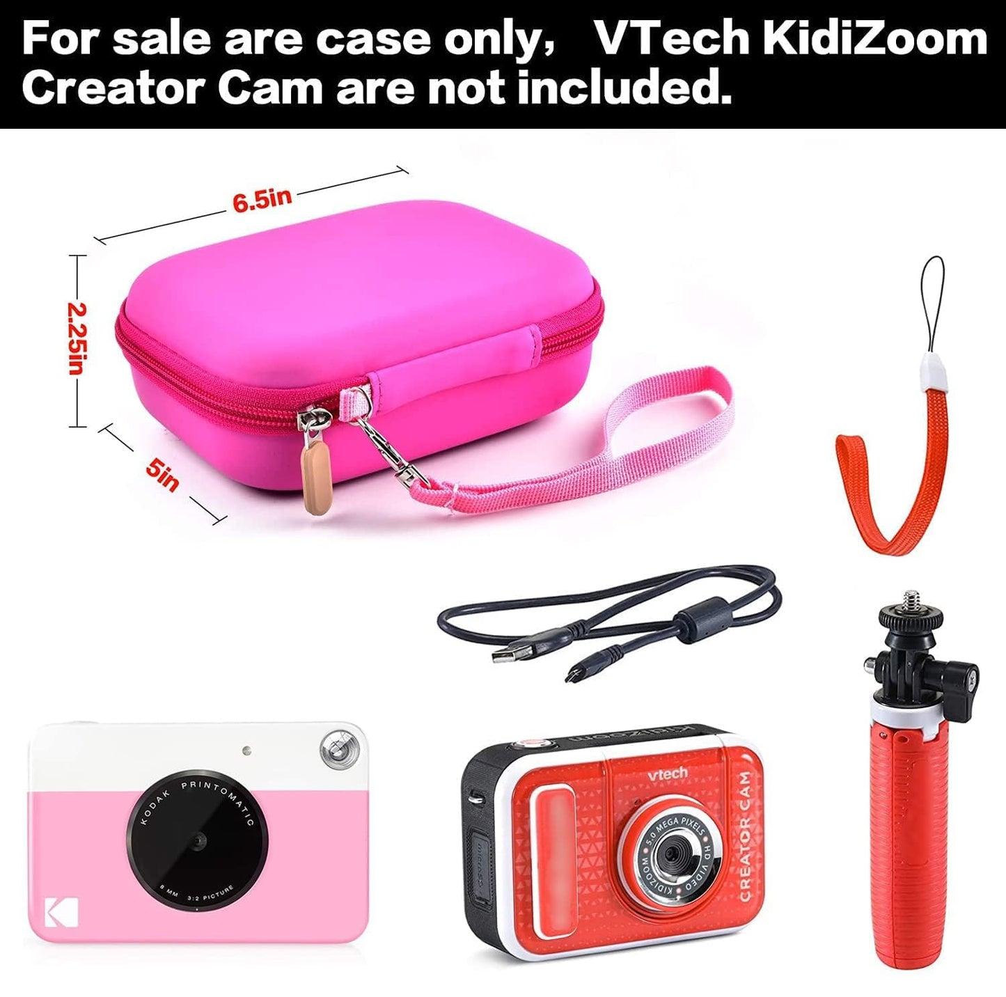 Kids Camera Case for VTech KidiZoom Creator Cam HD Video Camera/ for KODAK Printomatic Digital Instant Print Cameras Toys(Box Only)