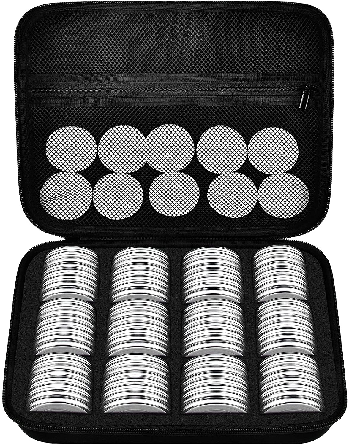 FULLCASE Coin Collection Supplies Holders for Collectors, 84 Pieces 46mm  Coins Capsules with Foam Gasket and Plastic Storage Organizer Box, 6 Sizes