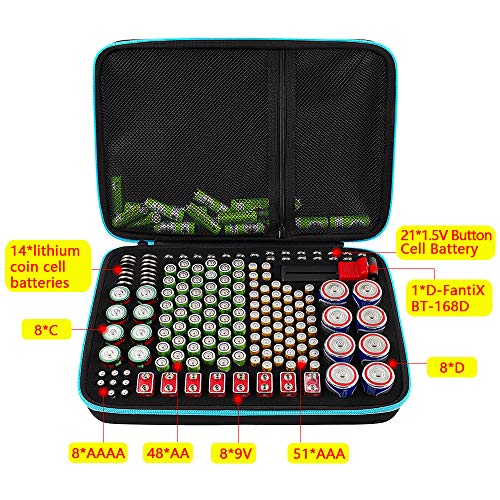 Battery Organizer Storage Case 220+ Batteries Holder Bag fits for AA AAA AAAA 9V C D Lithium 3V LR44 1.5V CR1632 CR2032