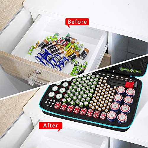 Battery Organizer Storage Case 220+ Batteries Holder Bag fits for AA AAA AAAA 9V C D Lithium 3V LR44 1.5V CR1632 CR2032