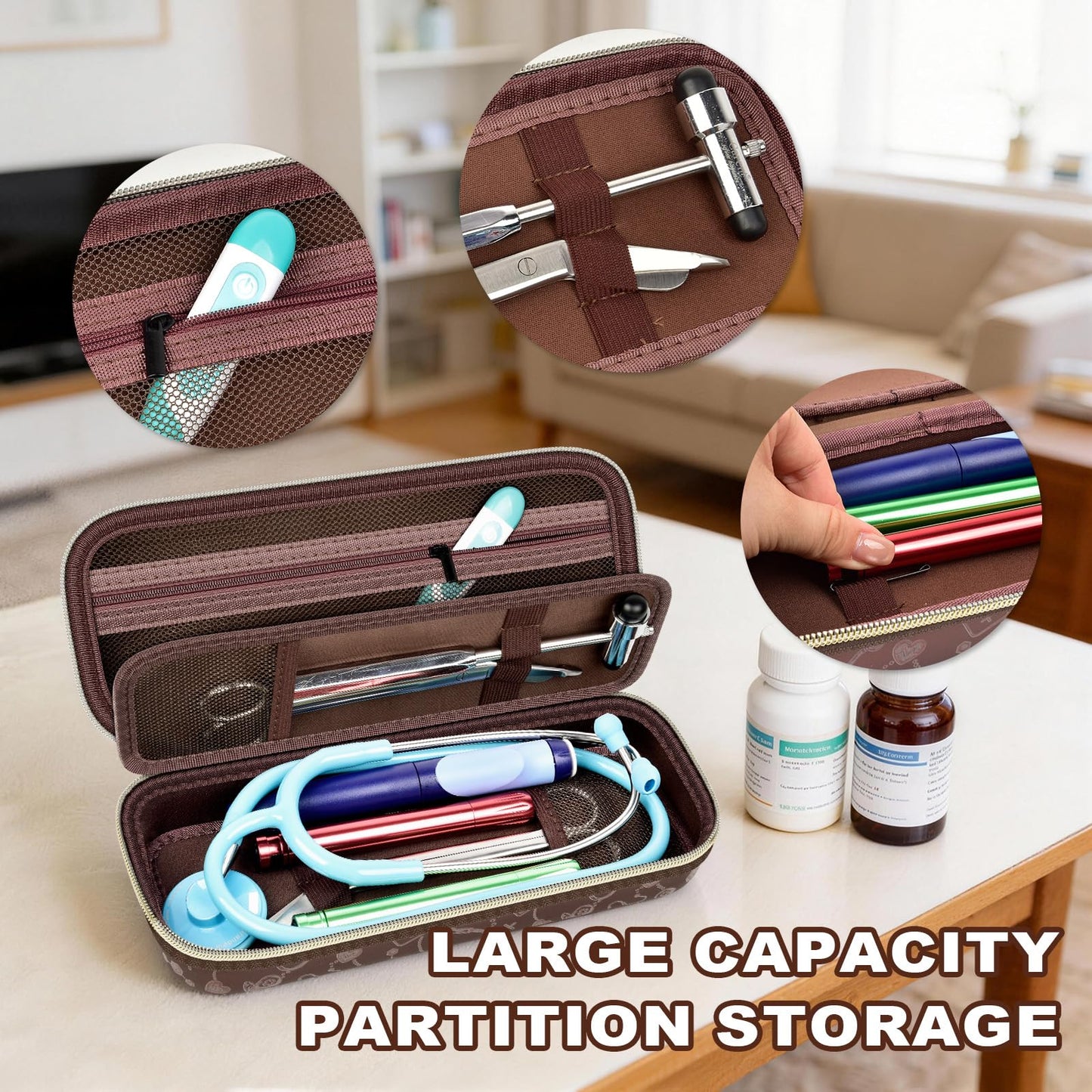 PAIYULE Stethoscope Case for 3M Littmann Classic III Monitoring/Lightweight II S.E/MDF Acoustica/Cardiology IV Diagnostic Stethoscopes, with Storage Divider for Doctor Nurse Accessories-Pink(Box Only)