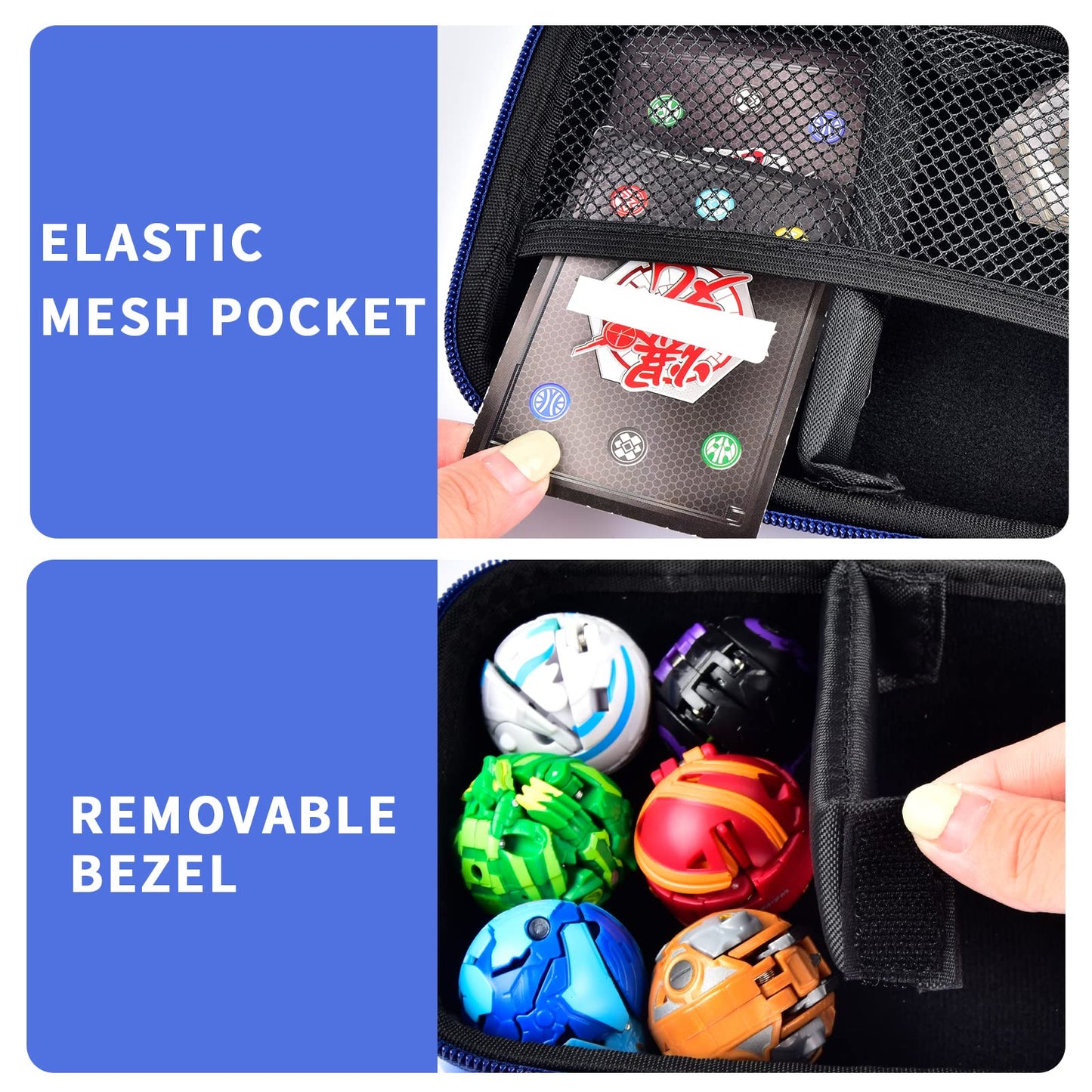 PAIYULE Case Compatible with Bakugan for Baku Gear Pack, Toys Organizer Storage for Bakucores Cards and Ultra Collectible Action Figures, Toy Container Holder for Bakugon Figure (Box Only) Blue