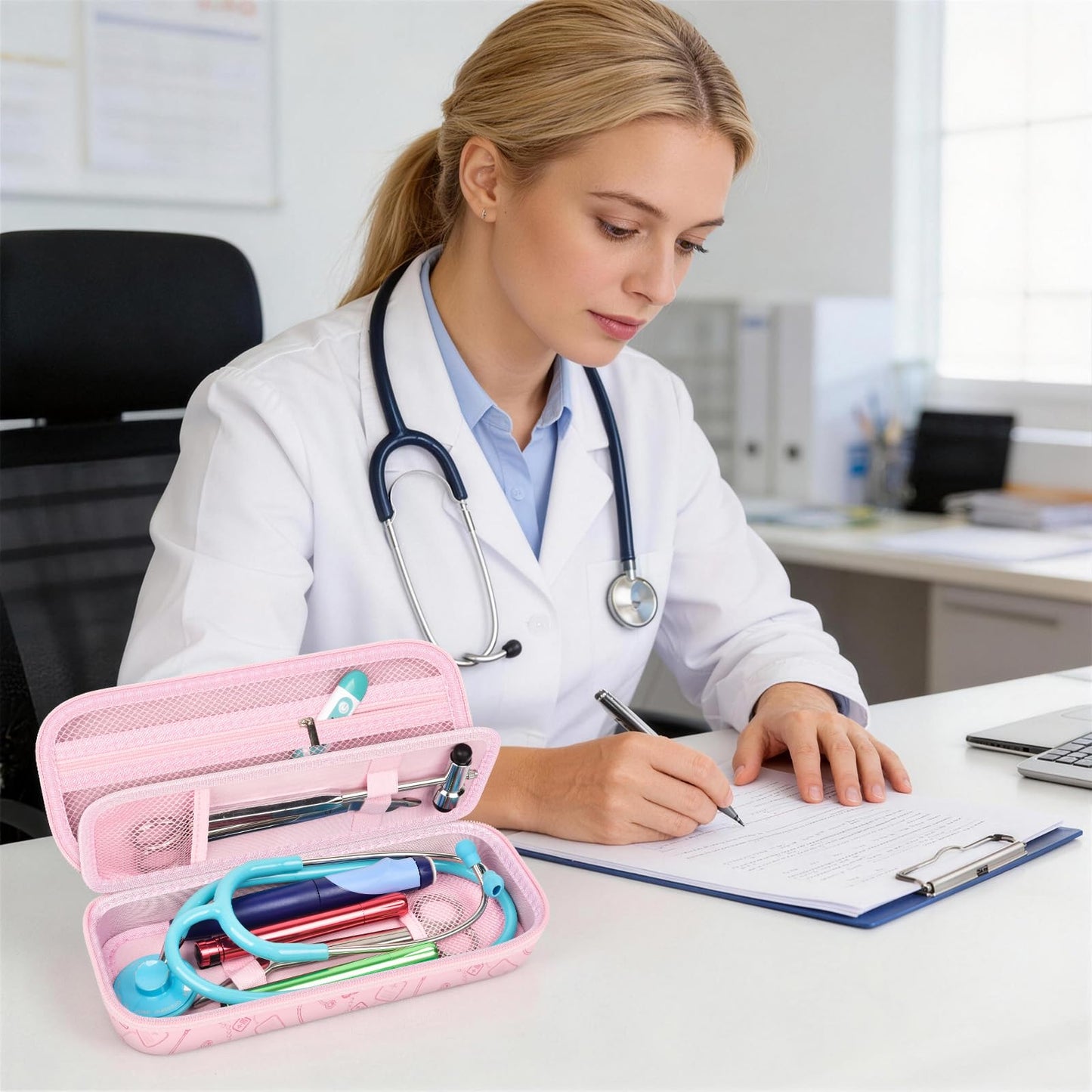 PAIYULE Stethoscope Case for 3M Littmann Classic III Monitoring/Lightweight II S.E/MDF Acoustica/Cardiology IV Diagnostic Stethoscopes, with Storage Divider for Doctor Nurse Accessories-Pink(Box Only)