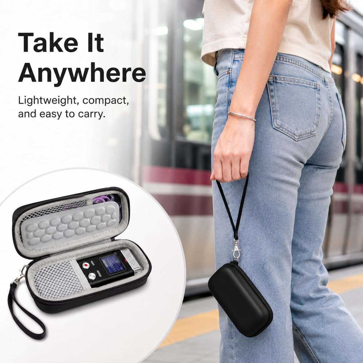 PAIYULE Case Compatible with 136G 128GB Digital Voice Recorder for Aiworth/for Sony ICD-PX370/ 470/560 for EVIDA/for Aomago Activated Recorder Fits for MP3 Player, Earbuds, USB Cable (Box Only)