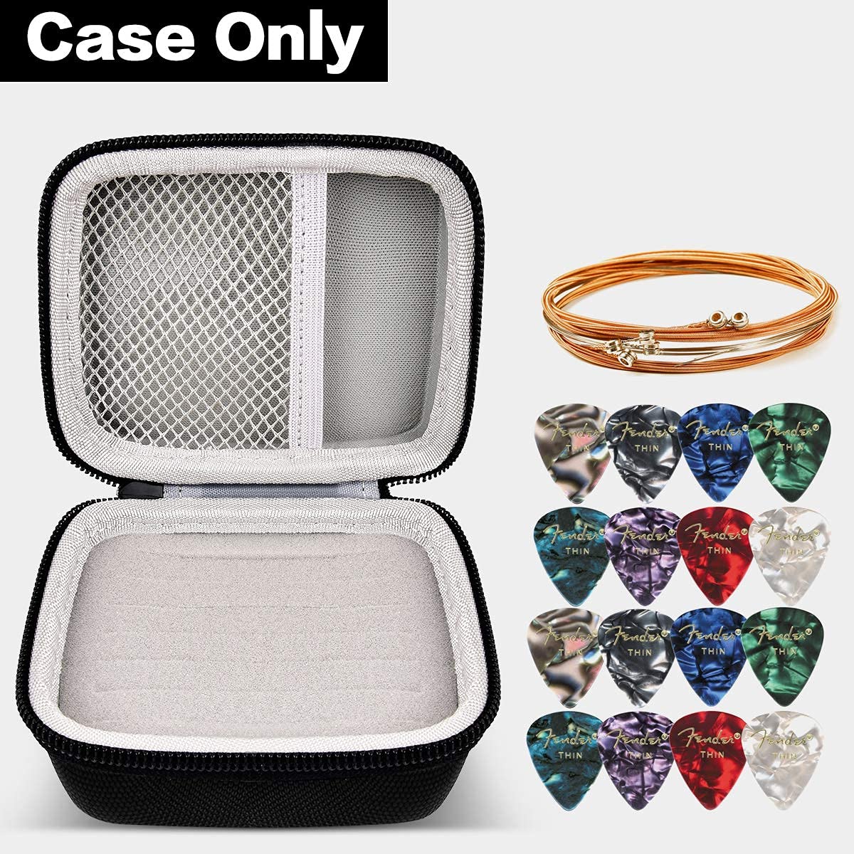 PAIYULE Guitar Pick Holder Case for Fender/for Dunlop/for D'Addario/for Jim Dunlop/for ChromaCast/for UNLP MUSICAL INSTRUMENT Guitar Accessories, All Size Picks Storage Pouch Box-Bag Only-balck
