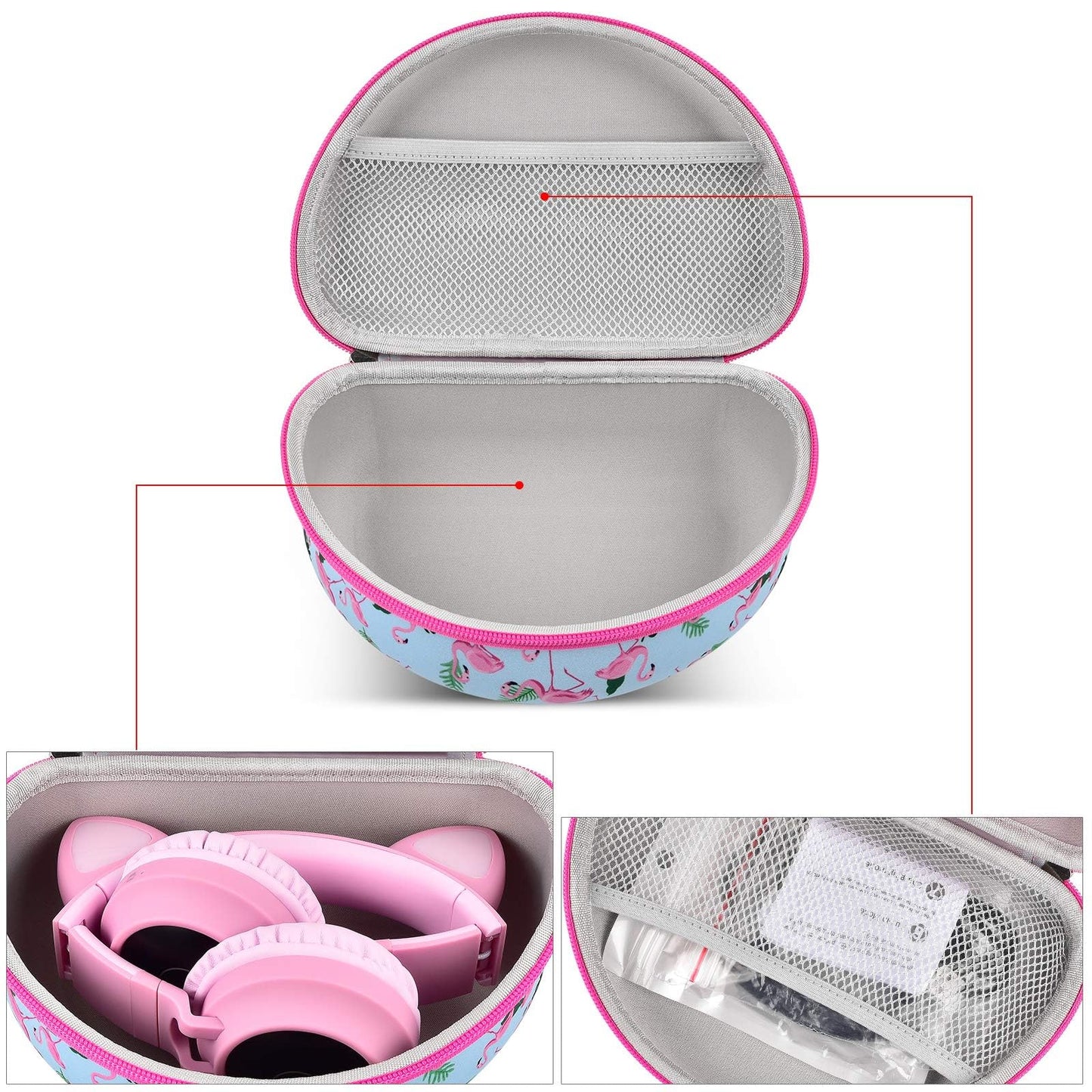 PAIYULE Headphone Case for Riwbox CT-7 Pink/for iClever for ONITOO for TCJJ Cat Ear Wireless Bluetooth for Picun/for FosPower Over-Ear Headphones Headset for Kids-Box Only