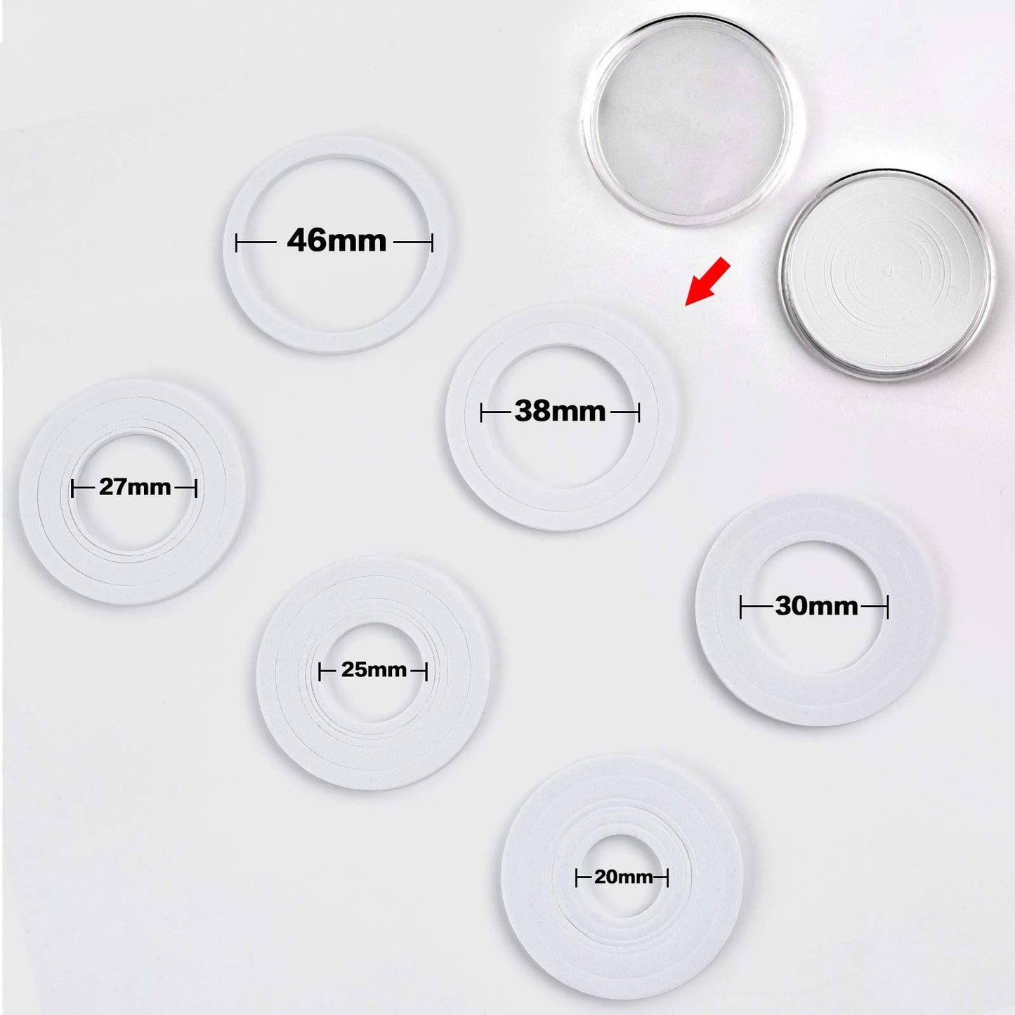 PAIYULE 96 Pieces 46mm Coin Capsules, with Foam Gasket and Plastic Storage Organizer Box, 6 Sizes (20/25/27/30/38/46mm) Coins Collector Case Holder for Coin Collection Supplies (Blue)