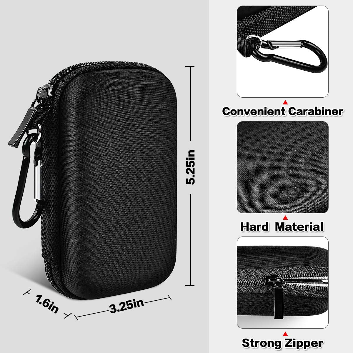 Case Compatible for WD 1TB 2TB 500GB My Passport SSD External Portable Drive-WDBAGF0010BRD-WESN, Carrying Storage Holder Bag Also fits for USB Cables(Case Only)