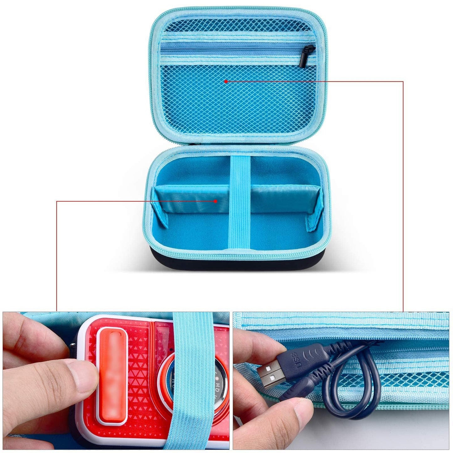 PAIYULE Kids Camera Case for VTech KidiZoom Creator Cam HD Video Camera for Makolle Selfie Camera for KODAK Printomatic Instant Print Cameras, Carrying Storage Holds Tripod Accessories(Box Only)-Red