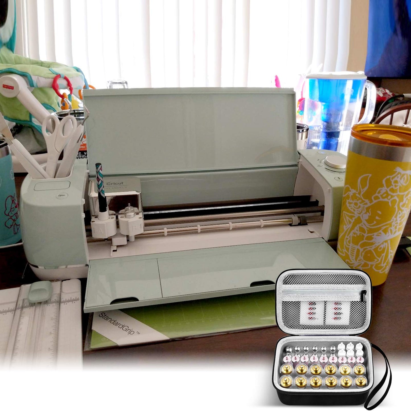 PAIYULE Organizer Case Compatible for Cricut Maker Blades QuickSwap Engraving Tip Bonded-Fabric Blade Housing for Cricut Mint Explore Air Machine for Maker 3 Tools Accessories Box Holder（Bag Only