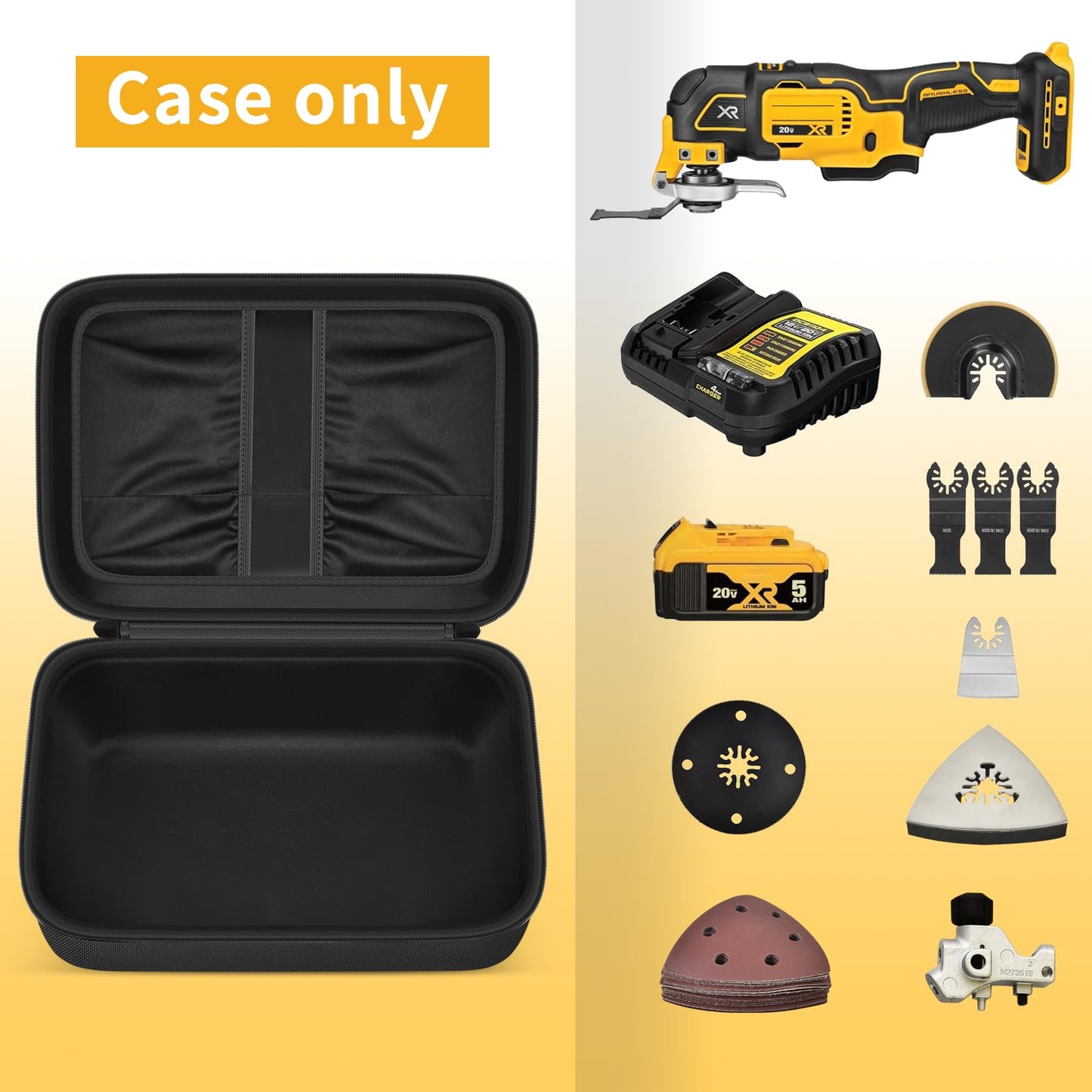 PAIYULE Case for DEWALT DCS356B/ DCS354B 20V MAX XR Oscillating Multi-Tool, Large Carrying Storage Bag Fits for DEWALT Battery & Charger,Blades,Sanding Pads and Accessories (Box Only)