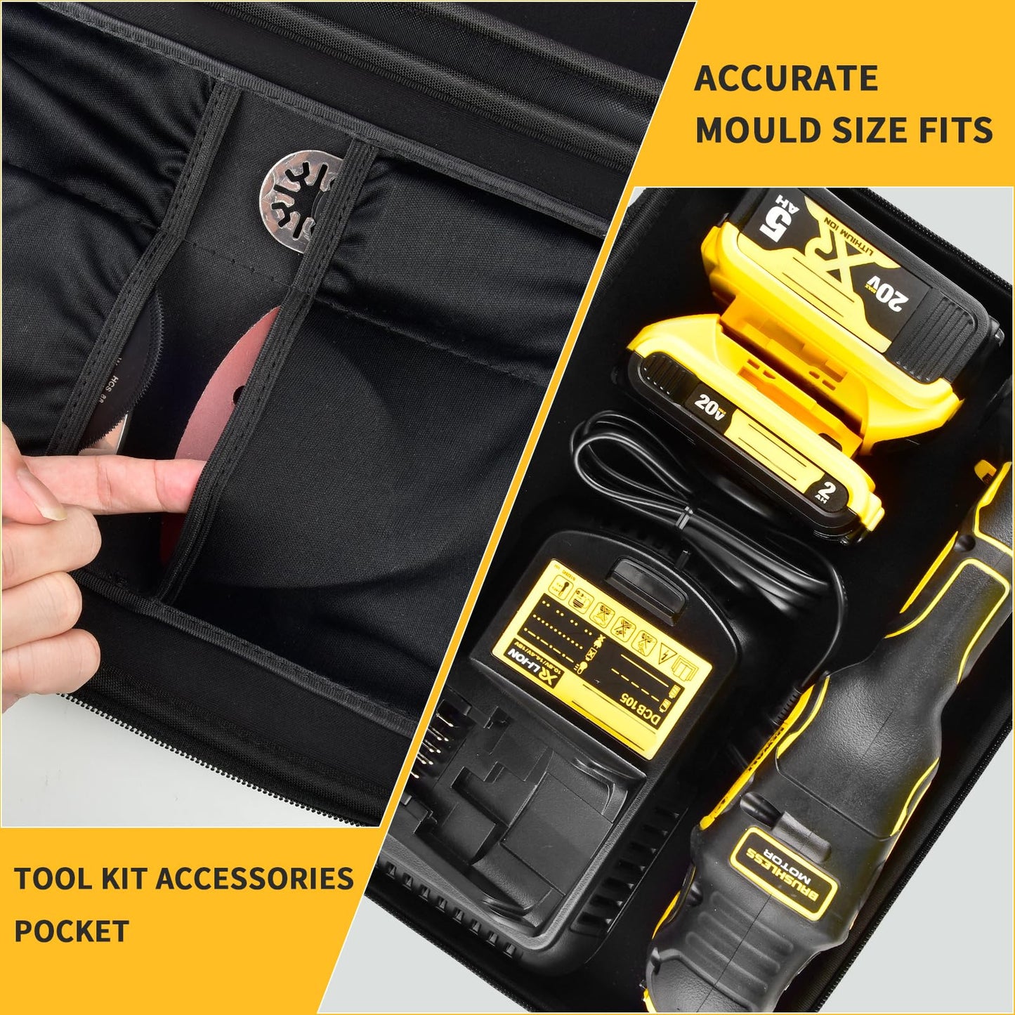 PAIYULE Case for DEWALT DCS356B/ DCS354B 20V MAX XR Oscillating Multi-Tool, Large Carrying Storage Bag Fits for DEWALT Battery & Charger,Blades,Sanding Pads and Accessories (Box Only)