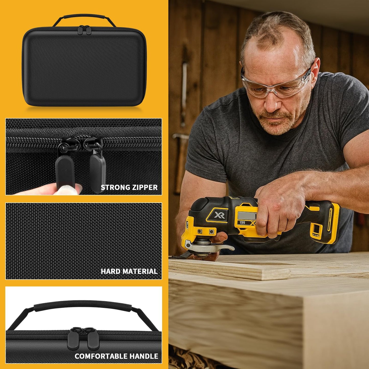 PAIYULE Case for DEWALT DCS356B/ DCS354B 20V MAX XR Oscillating Multi-Tool, Large Carrying Storage Bag Fits for DEWALT Battery & Charger,Blades,Sanding Pads and Accessories (Box Only)
