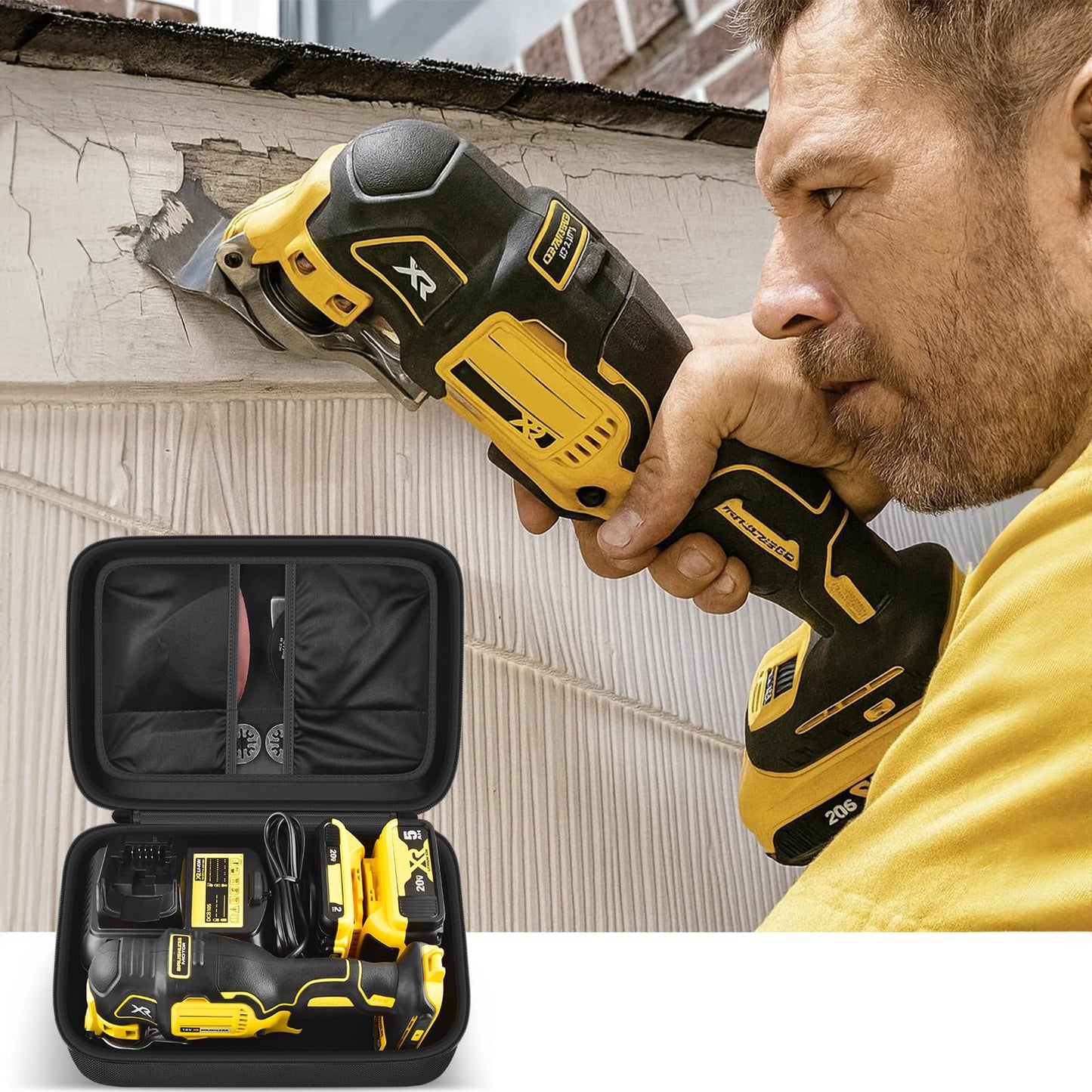 PAIYULE Case for DEWALT DCS356B/ DCS354B 20V MAX XR Oscillating Multi-Tool, Large Carrying Storage Bag Fits for DEWALT Battery & Charger,Blades,Sanding Pads and Accessories (Box Only)