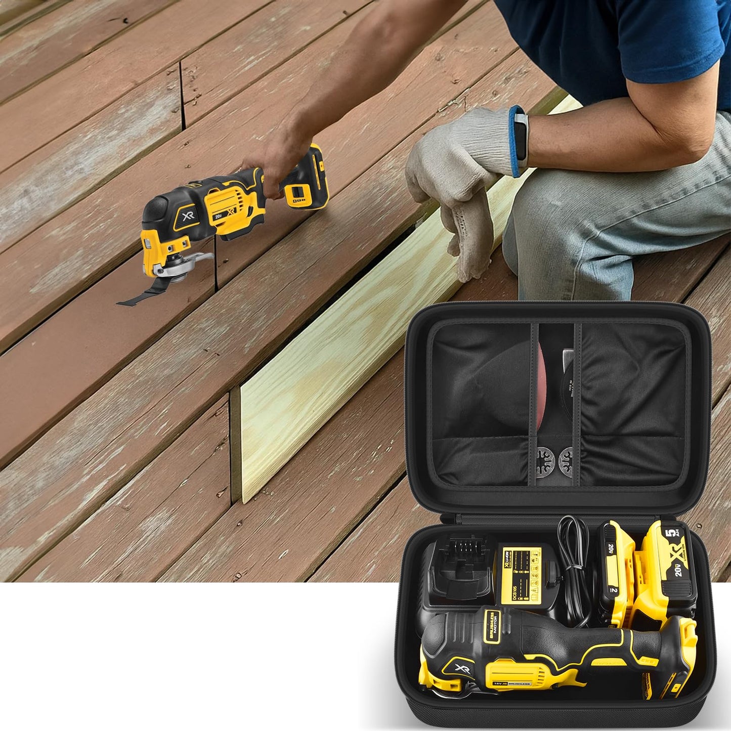 PAIYULE Case for DEWALT DCS356B/ DCS354B 20V MAX XR Oscillating Multi-Tool, Large Carrying Storage Bag Fits for DEWALT Battery & Charger,Blades,Sanding Pads and Accessories (Box Only)