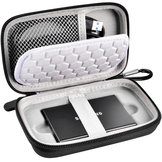Case Compatible with Samsung T7/ T7 Touch Portable SSD 1TB 2TB 500GB USB 3.2 External Solid State Drive, Travel Carrying Storage Organizer Fits for USB Cables and More Accessories (Black)