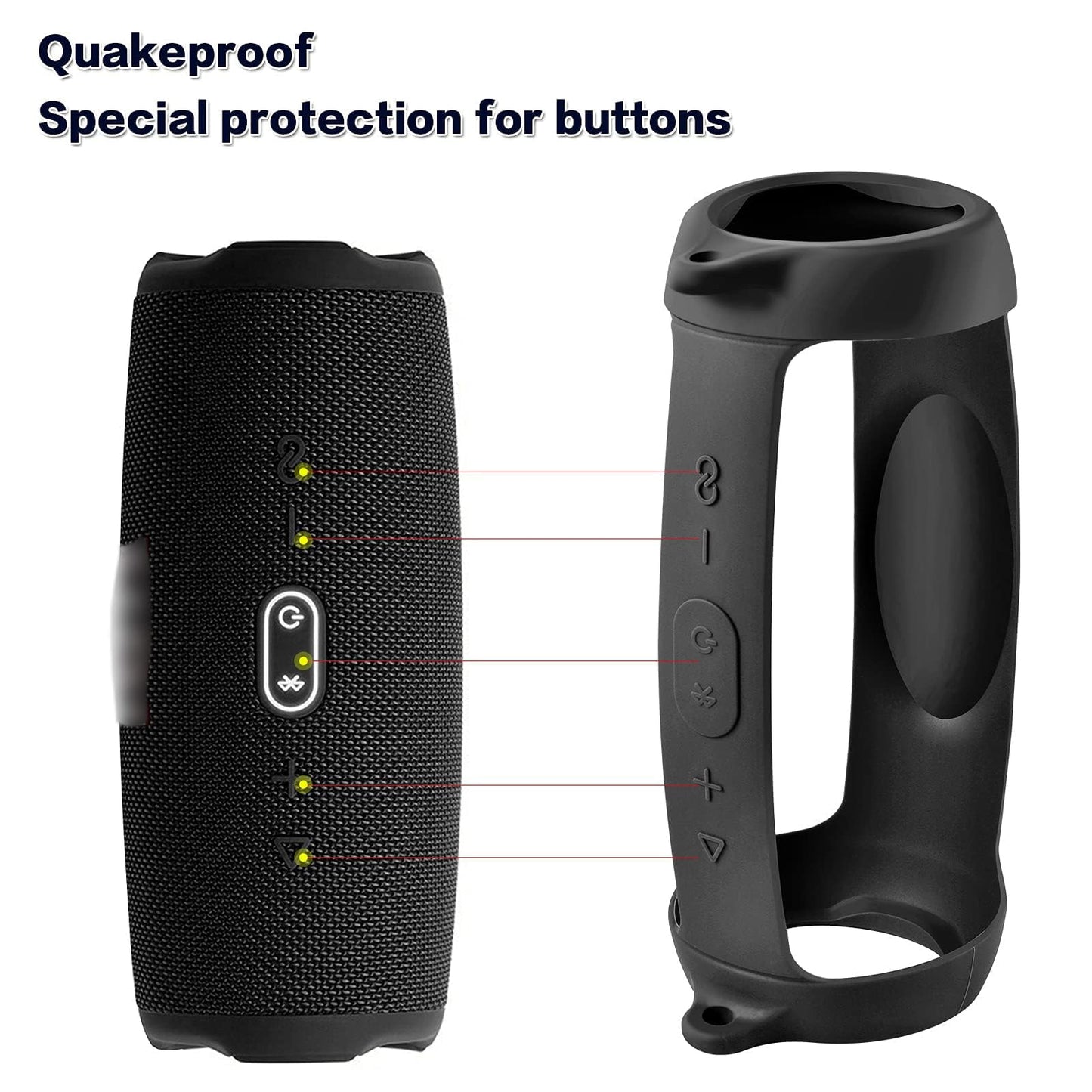 PAIYULE Silicone Case Cover for JBL Charge 5 Portable Bluetooth Speaker, Travel Gel Soft Skin,Waterproof Rubber Carrying Pouch with Strap (Black)