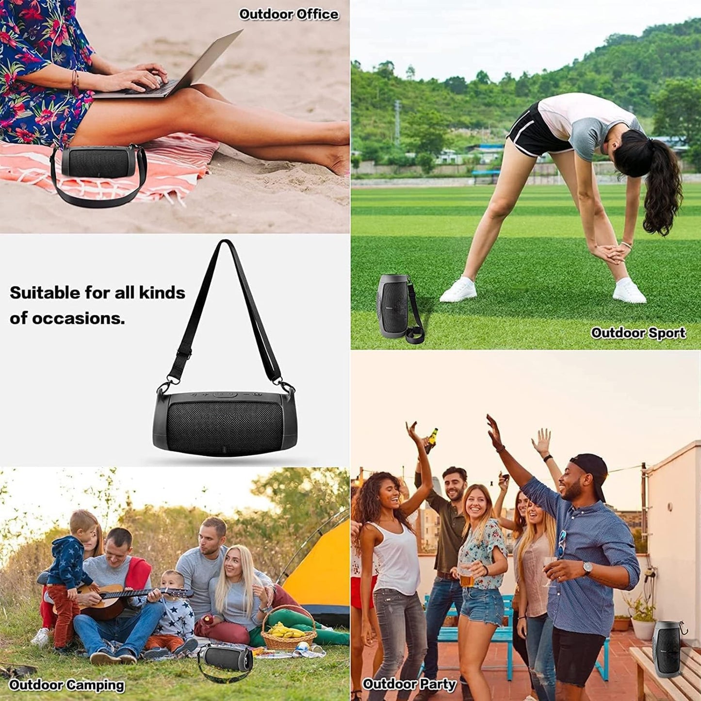 PAIYULE Silicone Case Cover for JBL Charge 5 Portable Bluetooth Speaker, Travel Gel Soft Skin,Waterproof Rubber Carrying Pouch with Strap (Black)