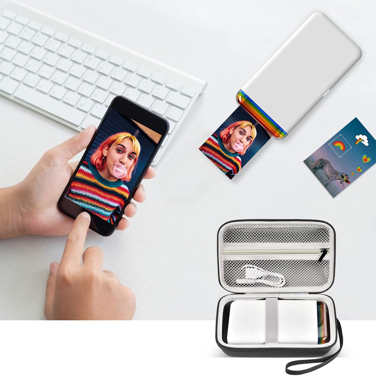PAIYULE Case Compatible with Polaroid Hi-Print/ 2nd Generation Bluetooth Connected 2x3 Pocket Photo Printer, Travel Bag Picture Printer Organizer Holder for Paper Cartridges and Accessories(Box Only)