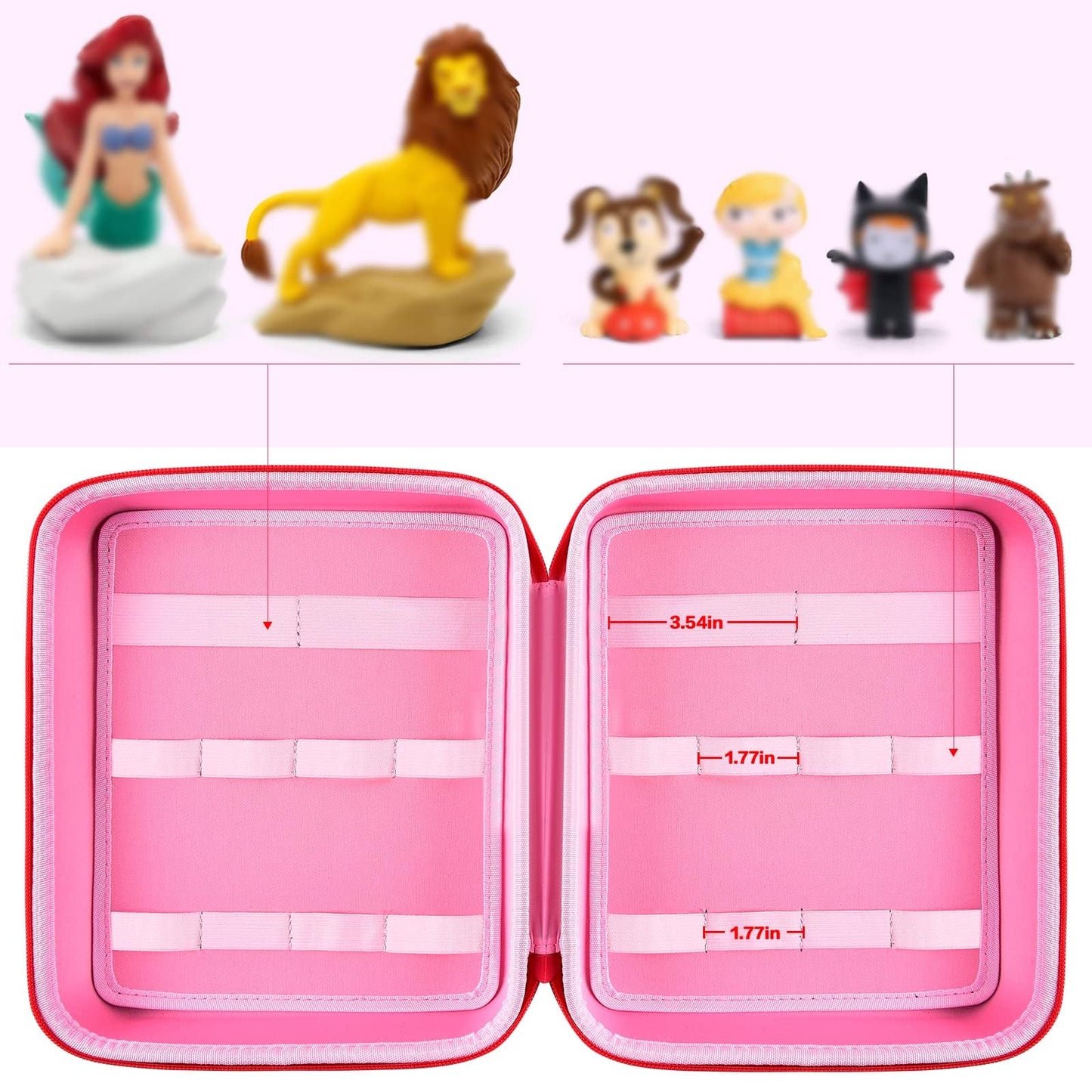 PAIYULE Case for Tonies Figures Audio Play Character, Figurine Storage Carrying Holder for TonieBox Characters for Kids, Toy Organizer Box-Bag Only, Red