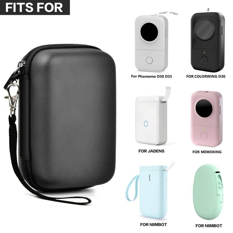 PAIYULE Hard Carrying Case for Phomemo D30 D35 Label Maker, Label Printer Case for Nelko P21, for NIIMBOT D110 D11, for Marklife P11 P12, for SUPVAN E10, Protective EVA Storage Bag with Mesh Pocket