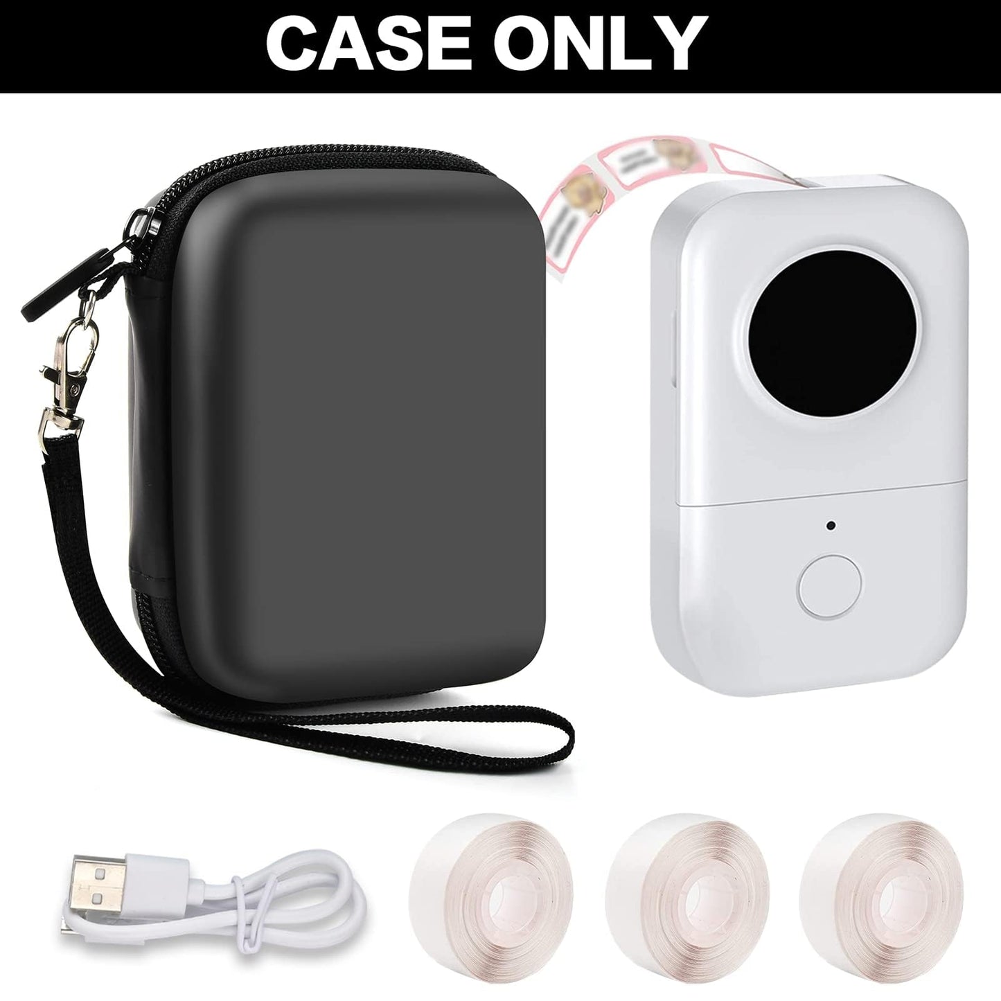 PAIYULE Hard Carrying Case for Phomemo D30 D35 Label Maker, Label Printer Case for Nelko P21, for NIIMBOT D110 D11, for Marklife P11 P12, for SUPVAN E10, Protective EVA Storage Bag with Mesh Pocket