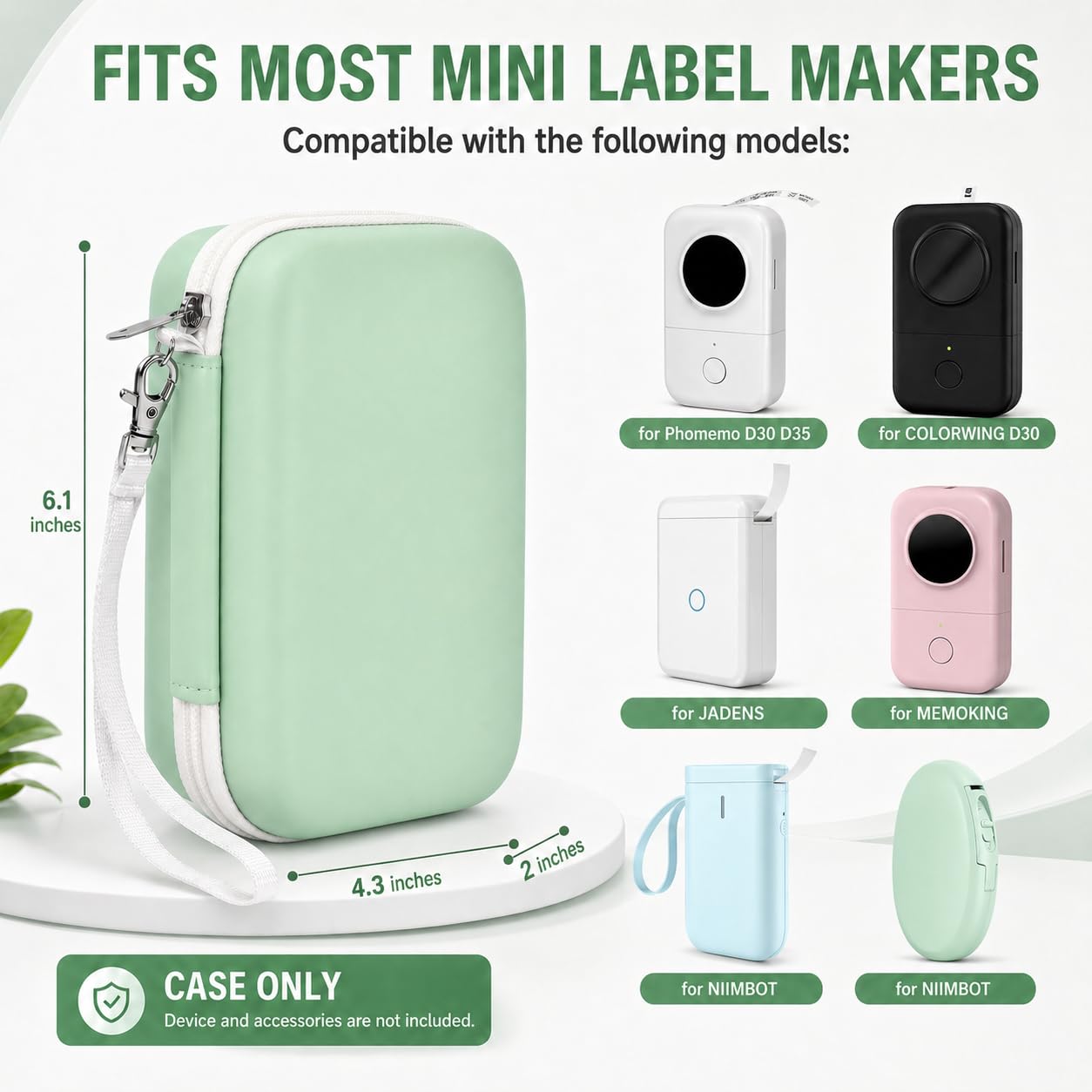 PAIYULE Hard Carrying Case for Phomemo D30 D35 Label Maker, Label Printer Case for Nelko P21, for NIIMBOT D110 D11, for Marklife P11 P12, for SUPVAN E10, Protective EVA Storage Bag with Mesh Pocket
