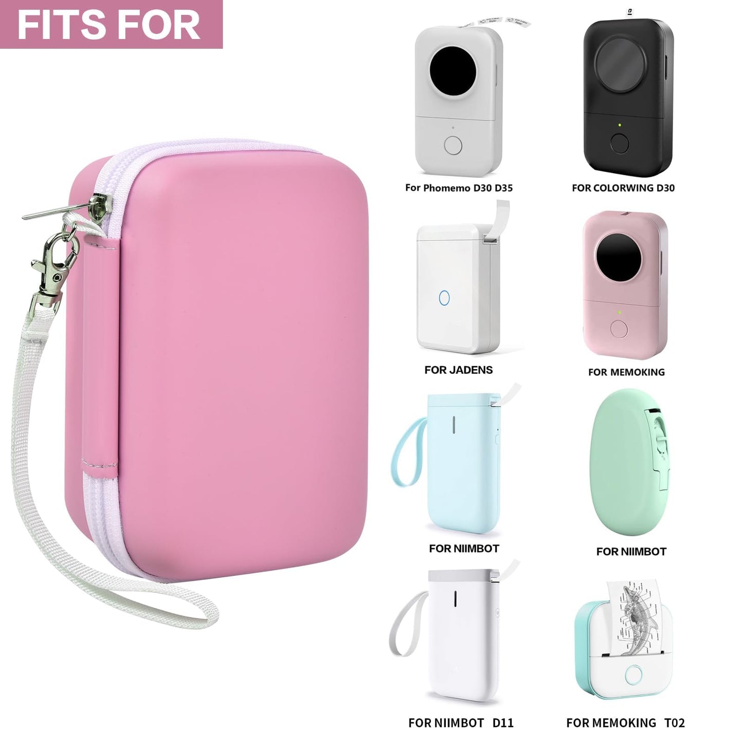 PAIYULE Hard Carrying Case for Phomemo D30 D35 Label Maker, Label Printer Case for Nelko P21, for NIIMBOT D110 D11, for Marklife P11 P12, for SUPVAN E10, Protective EVA Storage Bag with Mesh Pocket