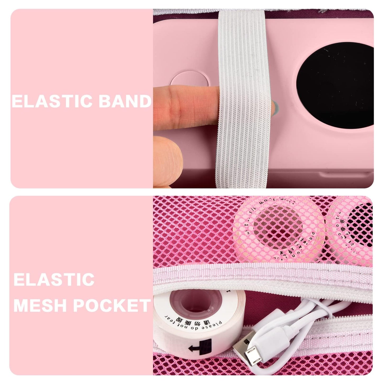PAIYULE Hard Carrying Case for Phomemo D30 D35 Label Maker, Label Printer Case for Nelko P21, for NIIMBOT D110 D11, for Marklife P11 P12, for SUPVAN E10, Protective EVA Storage Bag with Mesh Pocket