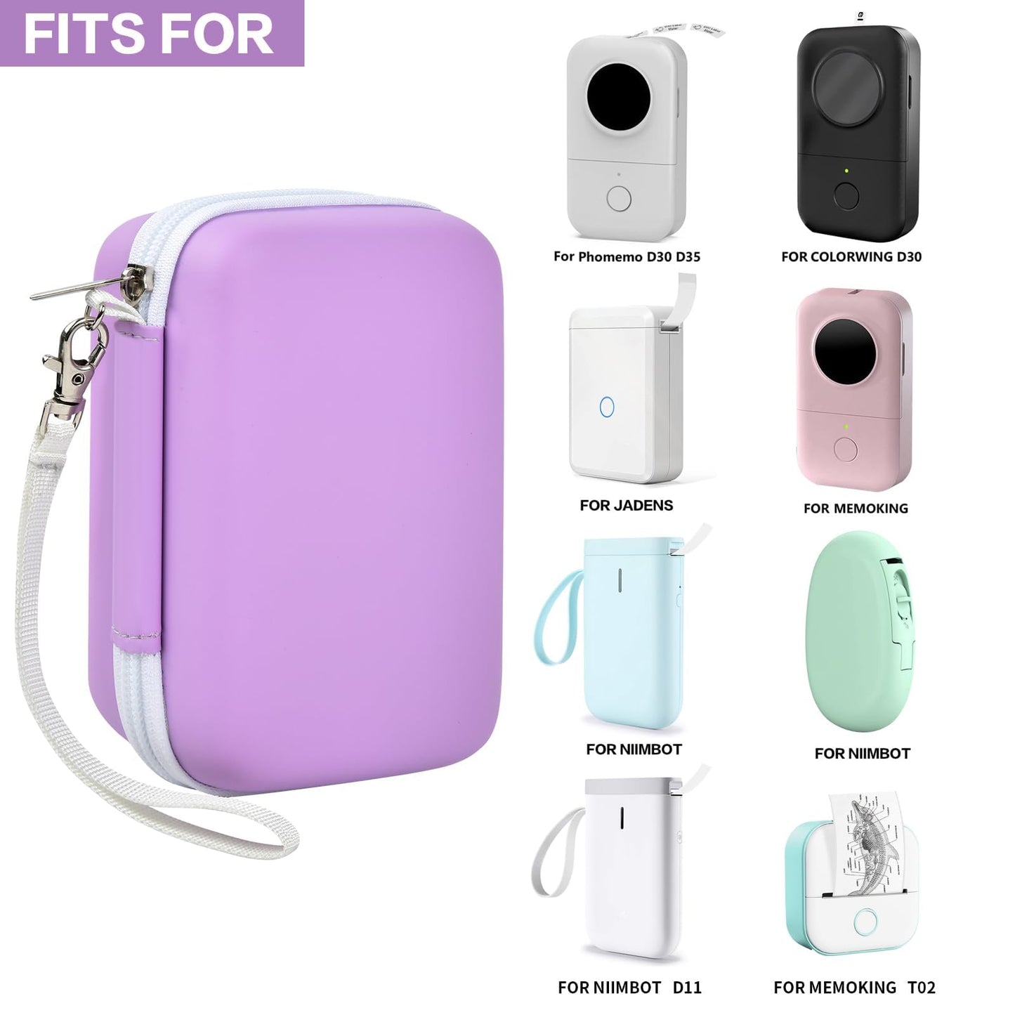 PAIYULE Hard Carrying Case for Phomemo D30 D35 Label Maker, Label Printer Case for Nelko P21, for NIIMBOT D110 D11, for Marklife P11 P12, for SUPVAN E10, Protective EVA Storage Bag with Mesh Pocket