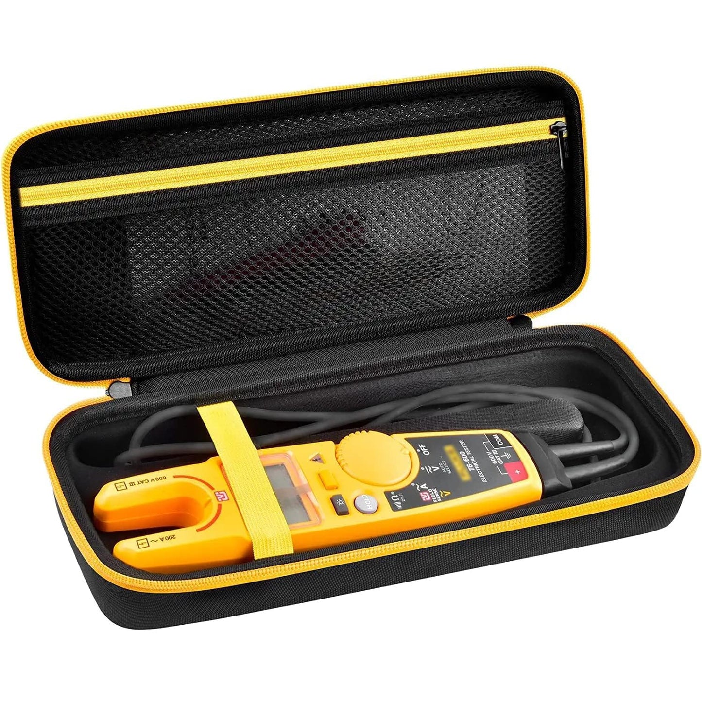 PAIYULE Meter Case Compatible with Fluke T5-600, T5-1000, T6-600, T6-1000 Electrical Tester, Hard EVA Carrying Storage Box with Mesh Pocket and Handle, Black, Case Only