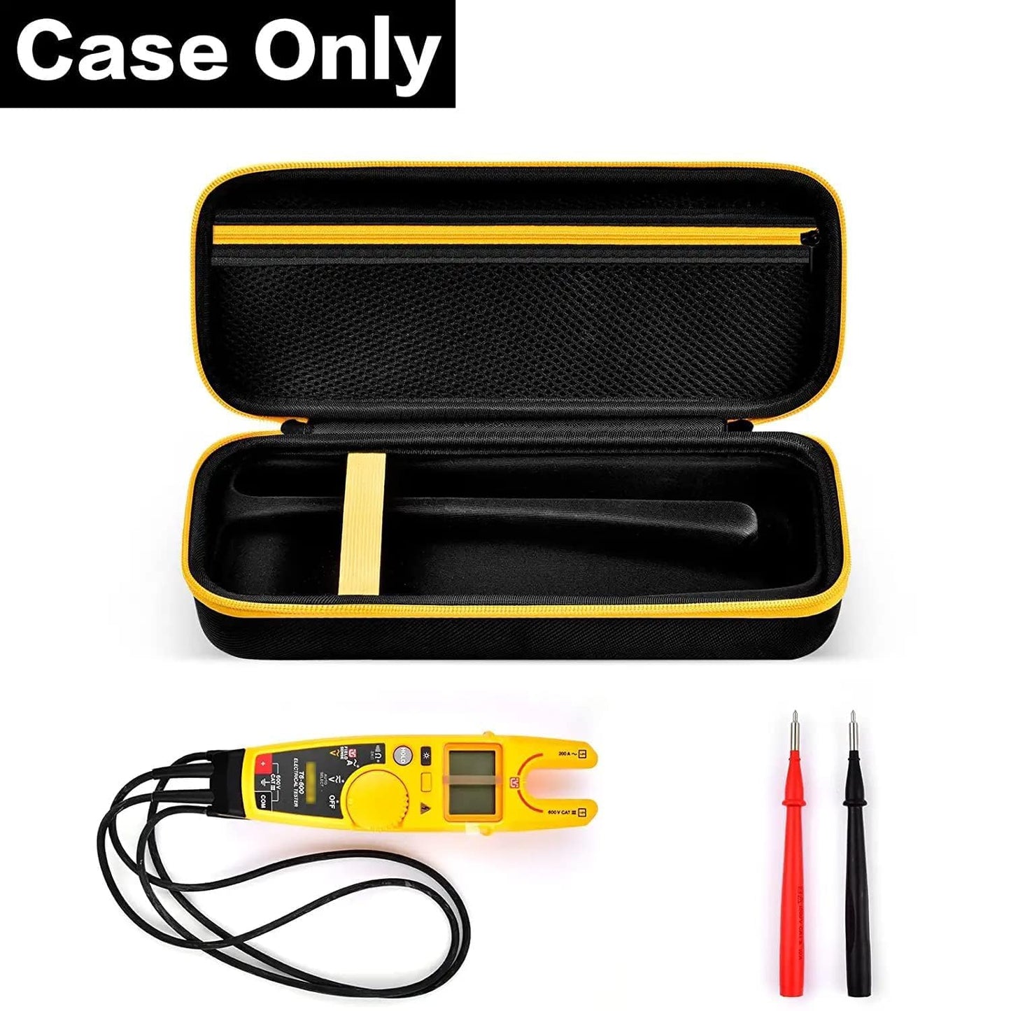 PAIYULE Meter Case Compatible with Fluke T5-600, T5-1000, T6-600, T6-1000 Electrical Tester, Hard EVA Carrying Storage Box with Mesh Pocket and Handle, Black, Case Only