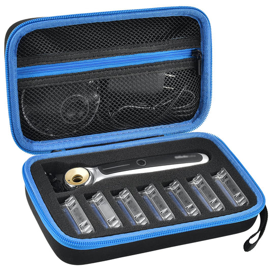 PAIYULE Travel Case Compatible with Gillette Heated Razor for Men, Starter Shave Kit Storage Holder for Blade Refills, Clipper Guards, Charging Dock and Accessories-Black(Box Only)