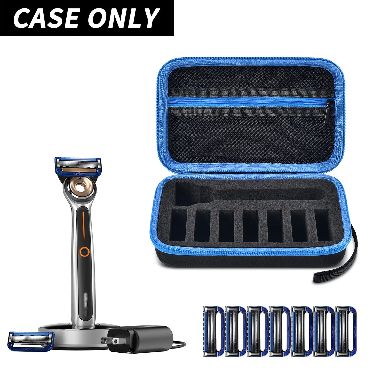 PAIYULE Travel Case Compatible with Gillette Heated Razor for Men, Starter Shave Kit Storage Holder for Blade Refills, Clipper Guards, Charging Dock and Accessories-Black(Box Only)