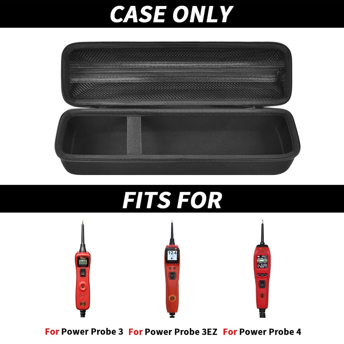 PAIYULE Case Compatible with Power Probe 3 3EZ 4, Circuit Tester Storage Holder, Car Diagnostic Tool Digital Volt Meter Organizer Box Fits Multimeter Test Leads and Adapter (Bag Only)