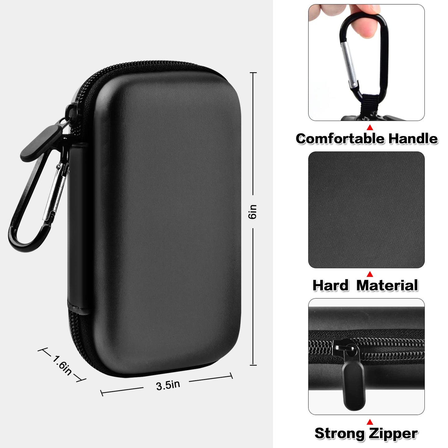 Case Compatible with Samsung T7/ T7 Touch Portable SSD 1TB 2TB 500GB USB 3.2 External Solid State Drive, Travel Carrying Storage Organizer Fits for USB Cables and More Accessories (Black)