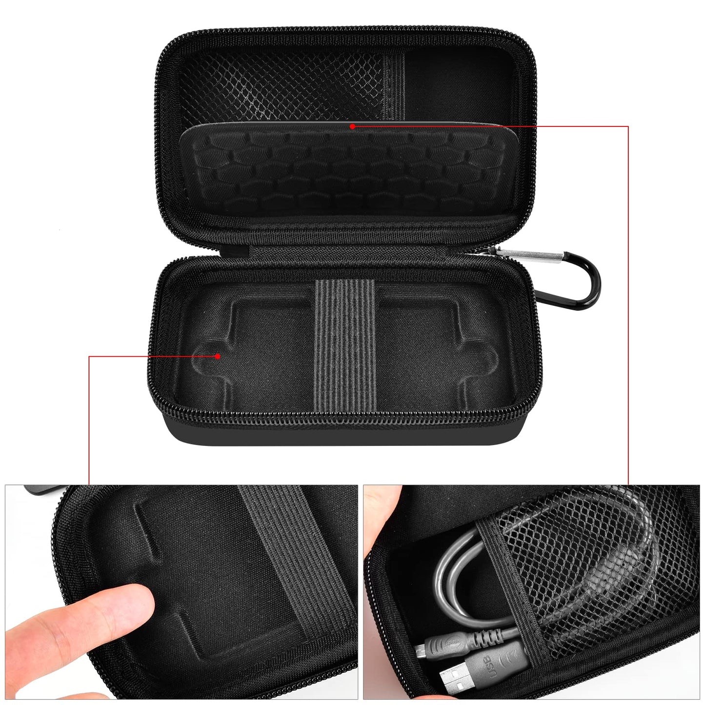 Case Compatible with Samsung T7/ T7 Touch Portable SSD 1TB 2TB 500GB USB 3.2 External Solid State Drive, Travel Carrying Storage Organizer Fits for USB Cables and More Accessories (Black)