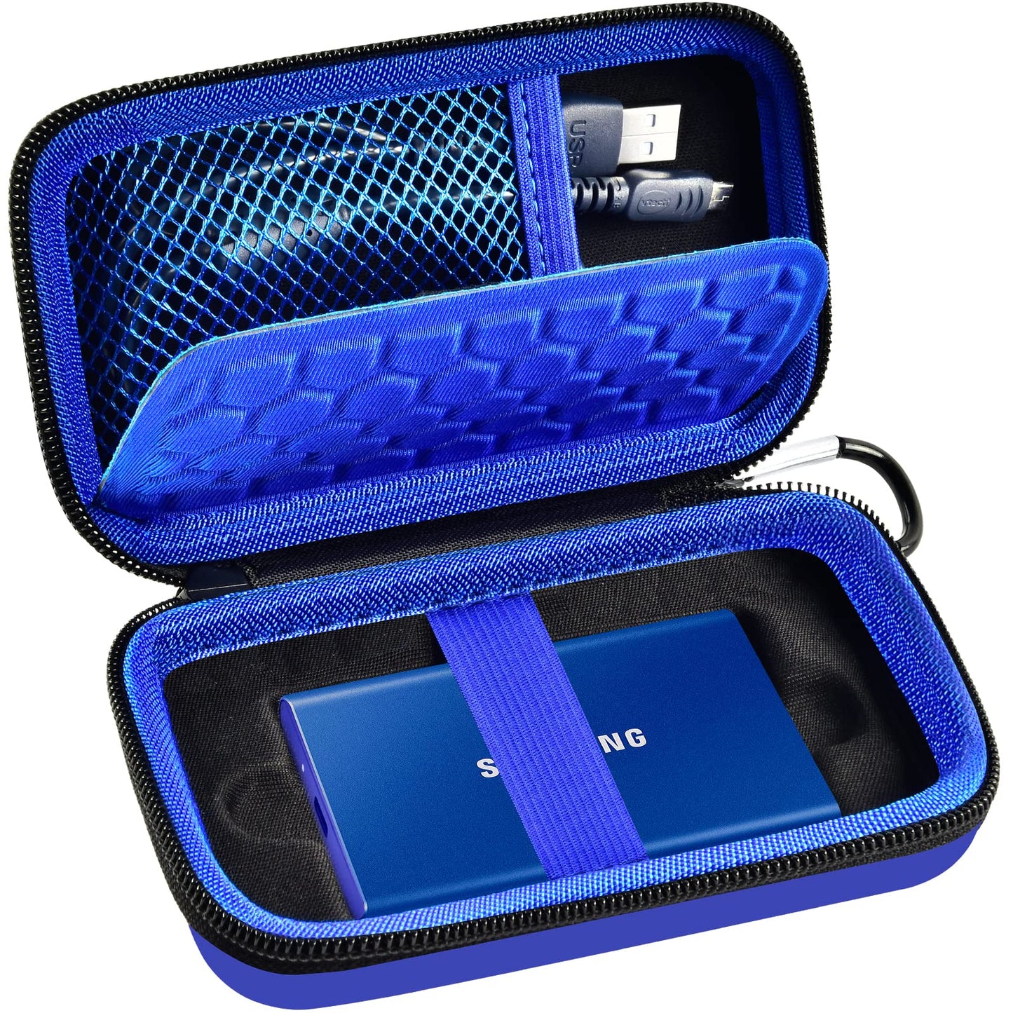 Case Compatible with Samsung T7/ T7 Touch Portable SSD 1TB 2TB 500GB USB 3.2 External Solid State Drive, Travel Carrying Storage Organizer Fits for USB Cables and More Accessories (Black)