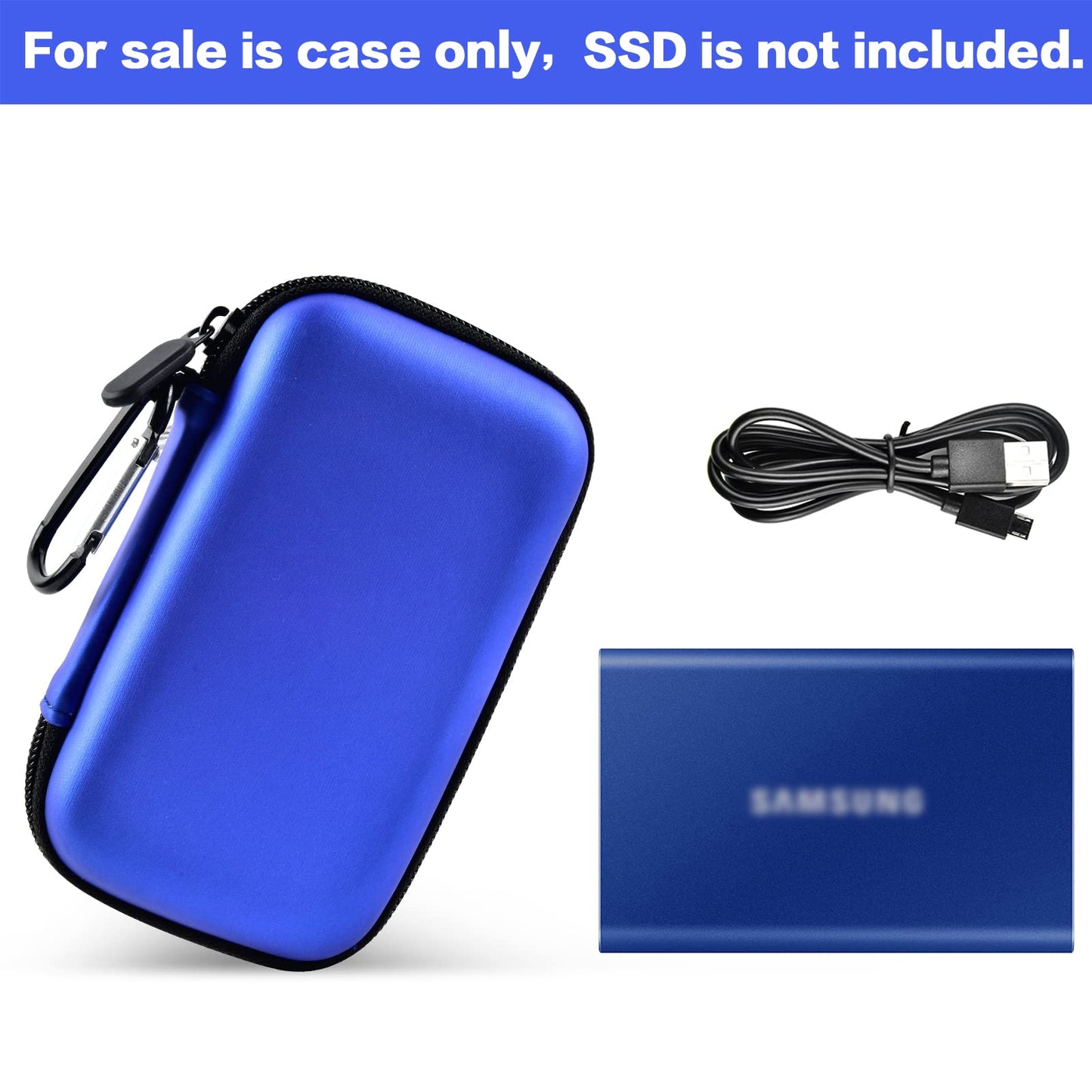 Case Compatible with Samsung T7/ T7 Touch Portable SSD 1TB 2TB 500GB USB 3.2 External Solid State Drive, Travel Carrying Storage Organizer Fits for USB Cables and More Accessories (Black)