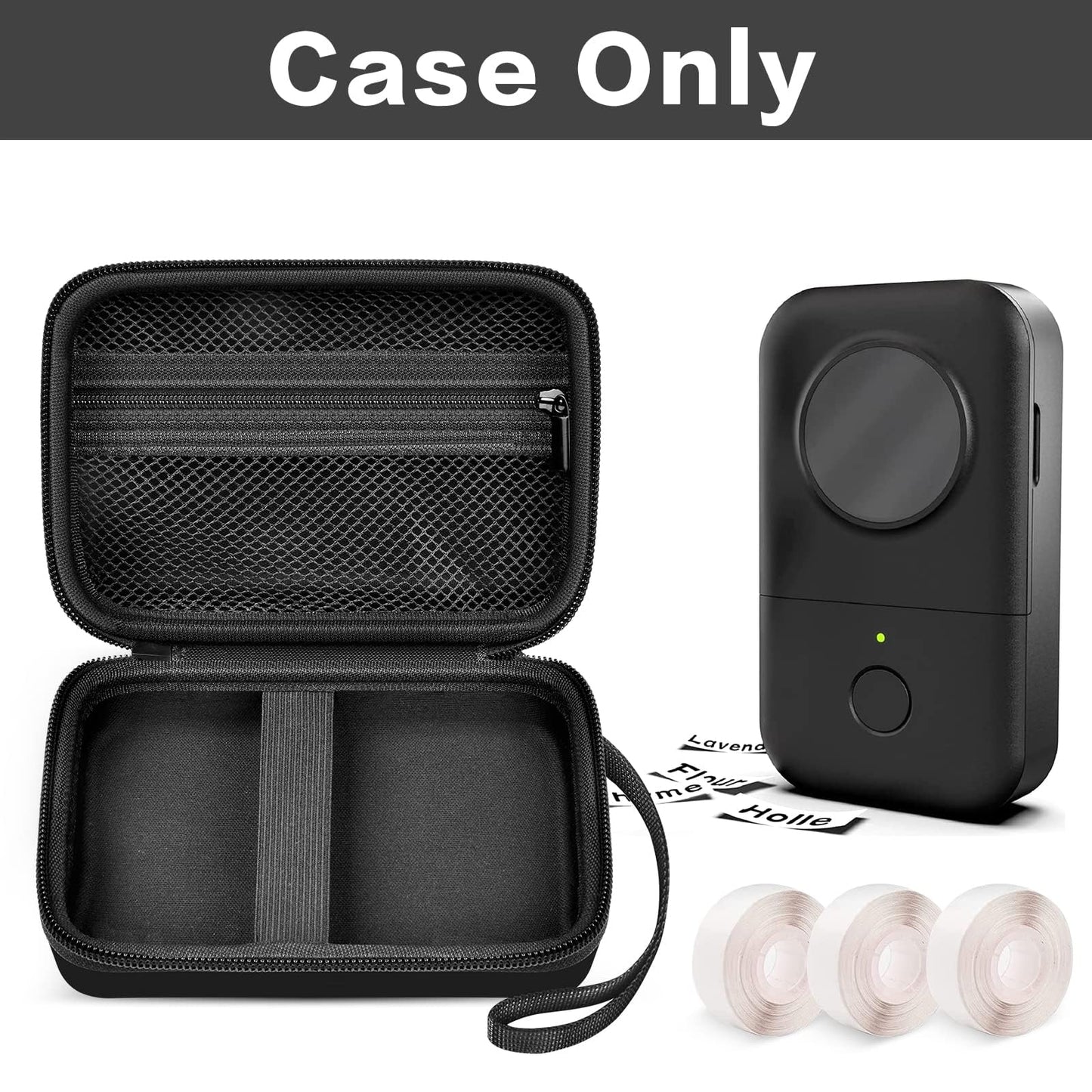 PAIYULE Hard Carrying Case for Phomemo D30 D35 Label Maker, Label Printer Case for Nelko P21, for NIIMBOT D110 D11, for Marklife P11 P12, for SUPVAN E10, Protective EVA Storage Bag with Mesh Pocket
